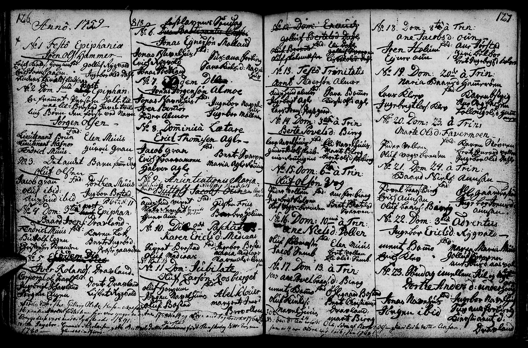 Ministerialprotokoller, klokkerbøker og fødselsregistre - Nord-Trøndelag, SAT/A-1458/749/L0467: Parish register (official) no. 749A01, 1733-1787, p. 126-127