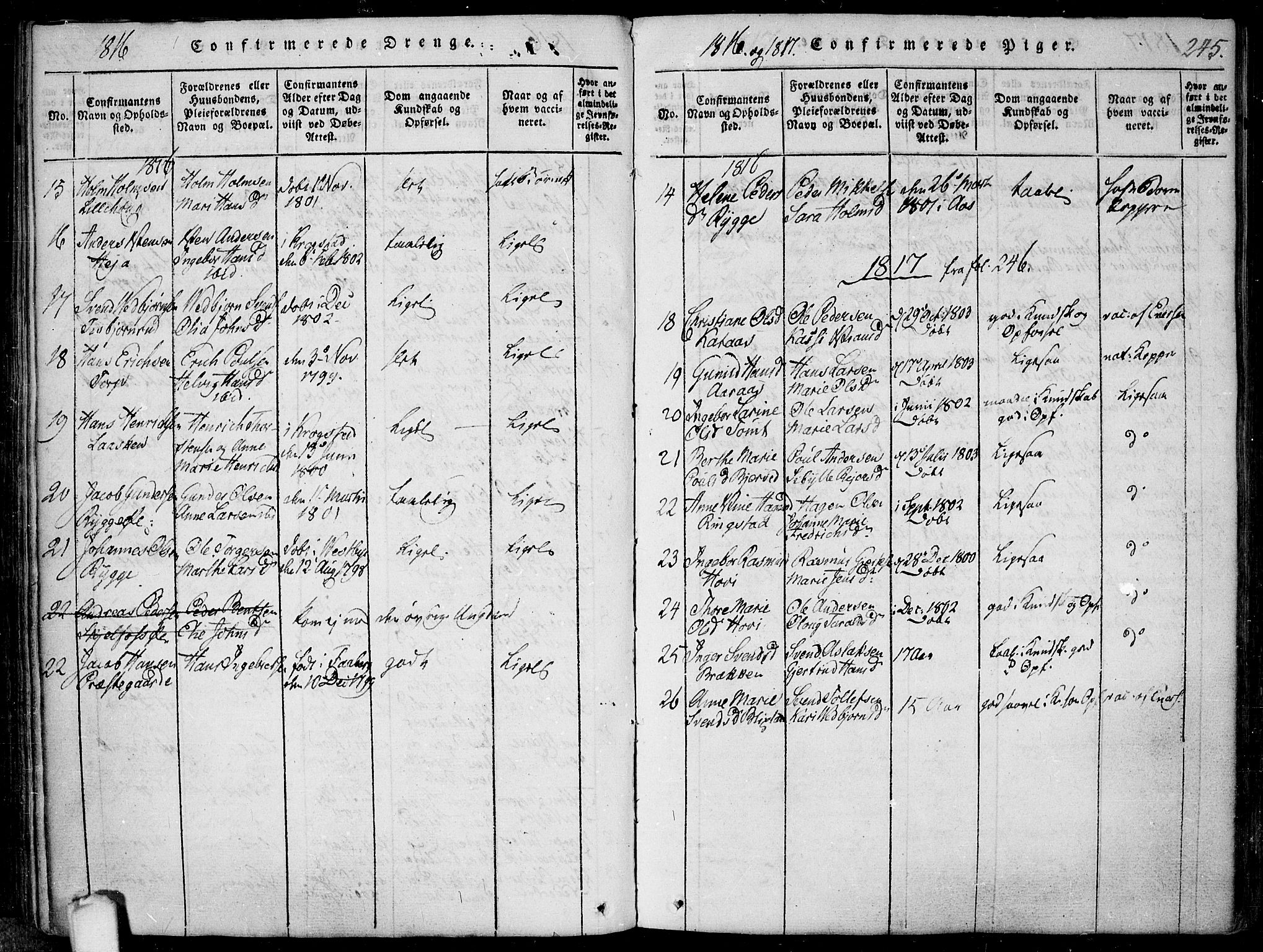 Hobøl prestekontor Kirkebøker, SAO/A-2002/F/Fa/L0002: Parish register (official) no. I 2, 1814-1841, p. 245