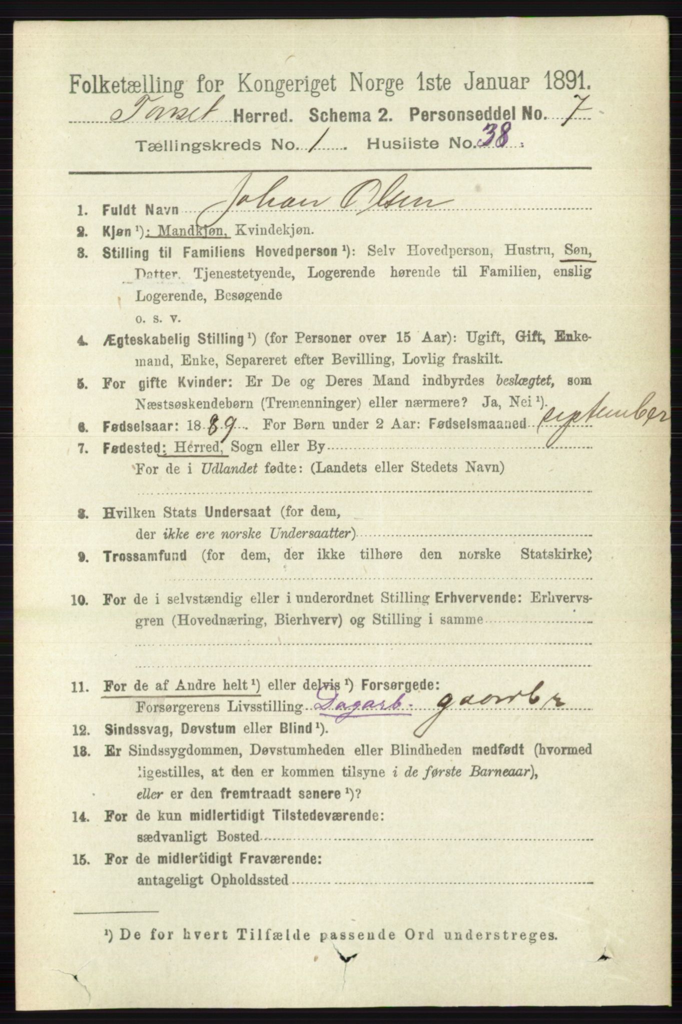 RA, 1891 census for 0437 Tynset, 1891, p. 289