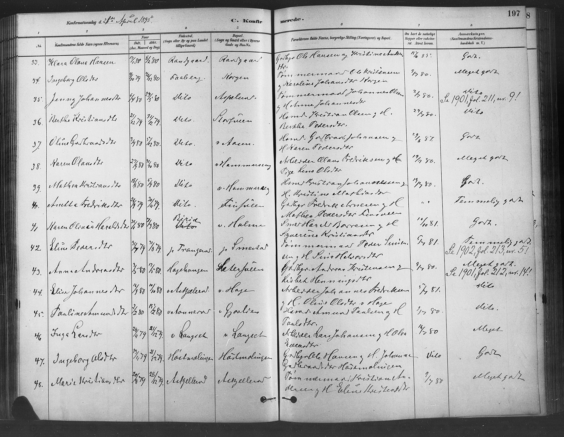 Fåberg prestekontor, AV/SAH-PREST-086/H/Ha/Haa/L0009: Parish register (official) no. 9, 1879-1898, p. 197