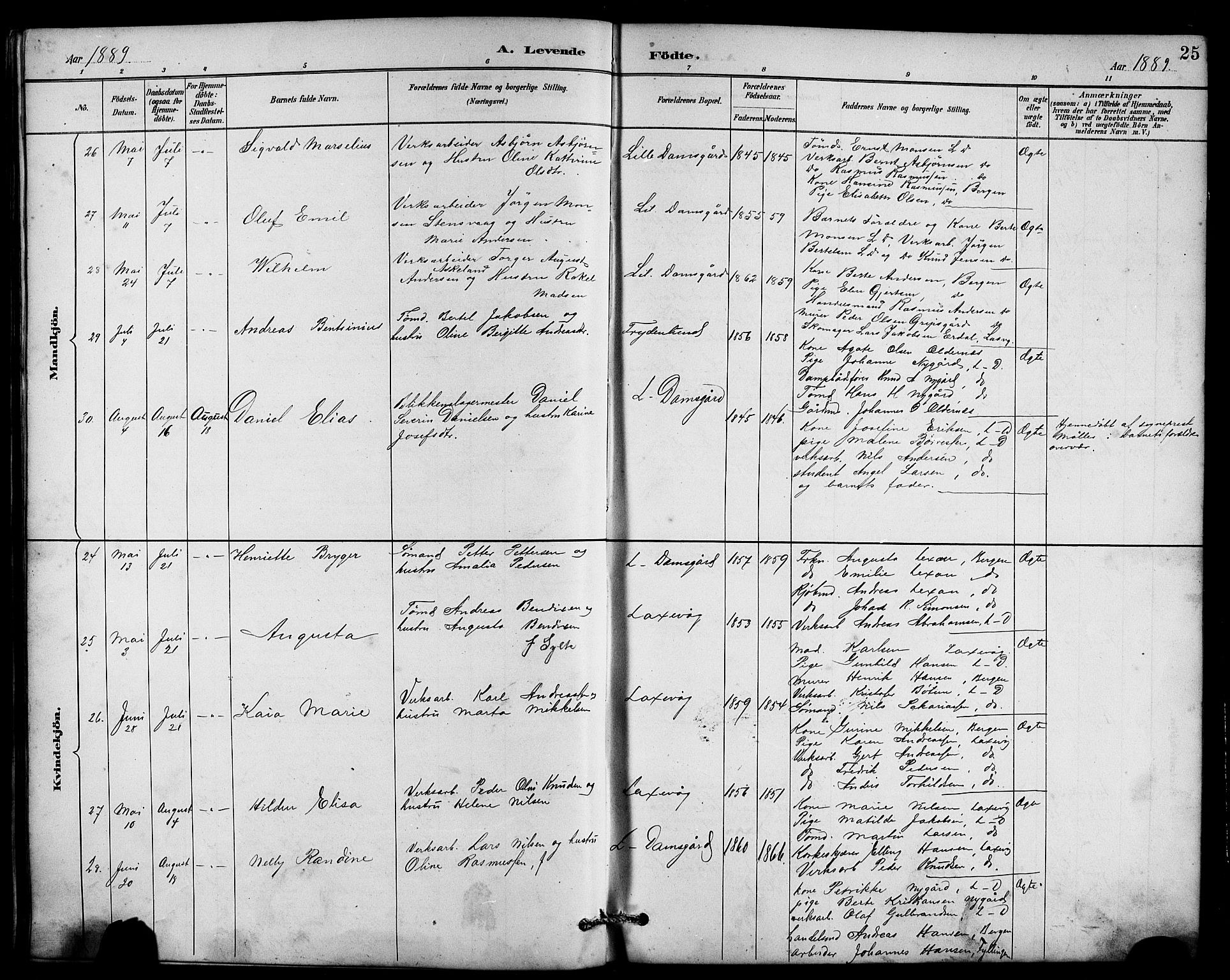 Laksevåg Sokneprestembete, SAB/A-76501/H/Ha/Hab/Haba/L0003: Parish register (copy) no. A 3, 1887-1899, p. 25