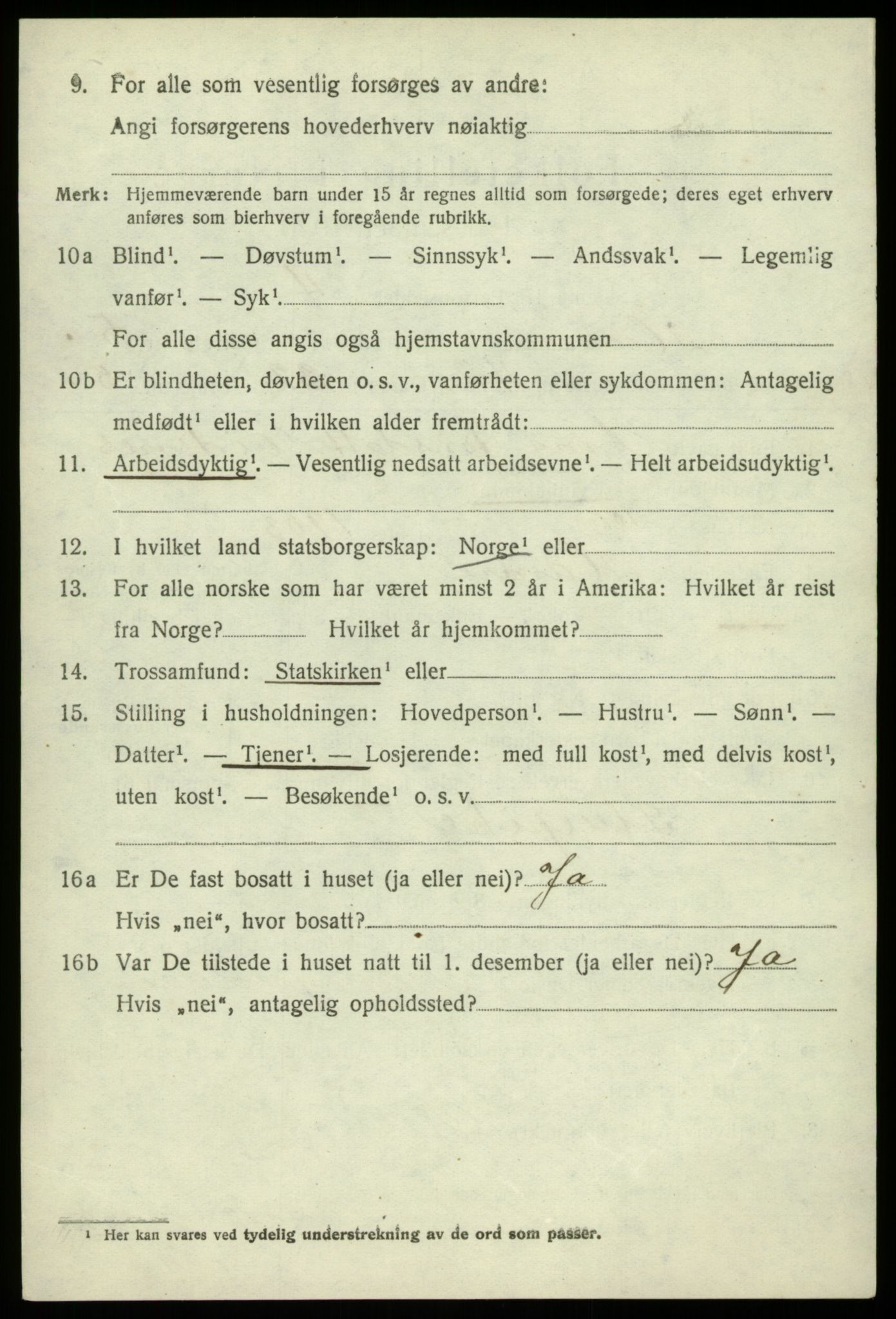 SAB, 1920 census for Hamre, 1920, p. 3420