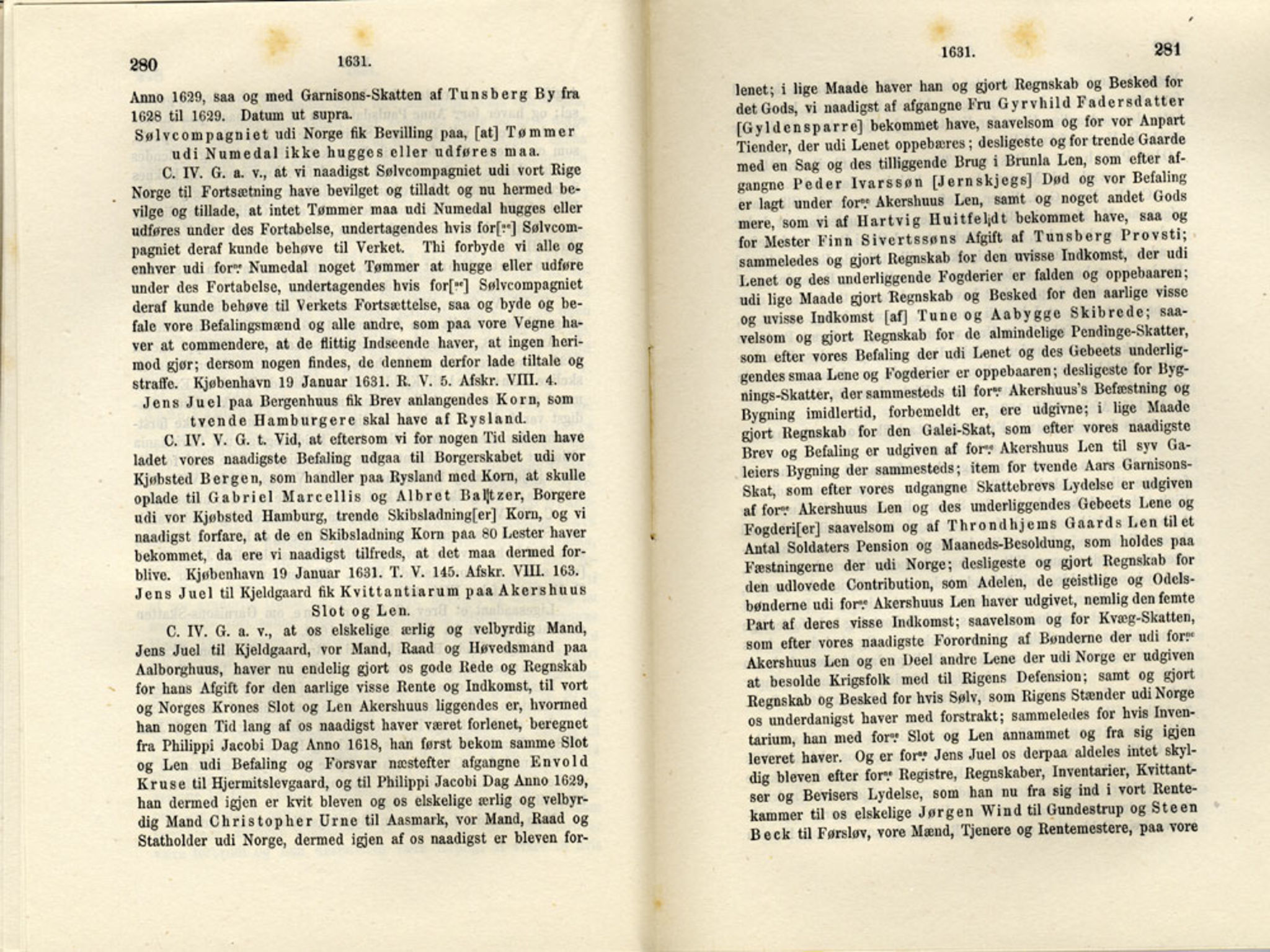 Publikasjoner utgitt av Det Norske Historiske Kildeskriftfond, PUBL/-/-/-: Norske Rigs-Registranter, bind 6, 1628-1634, p. 280-281