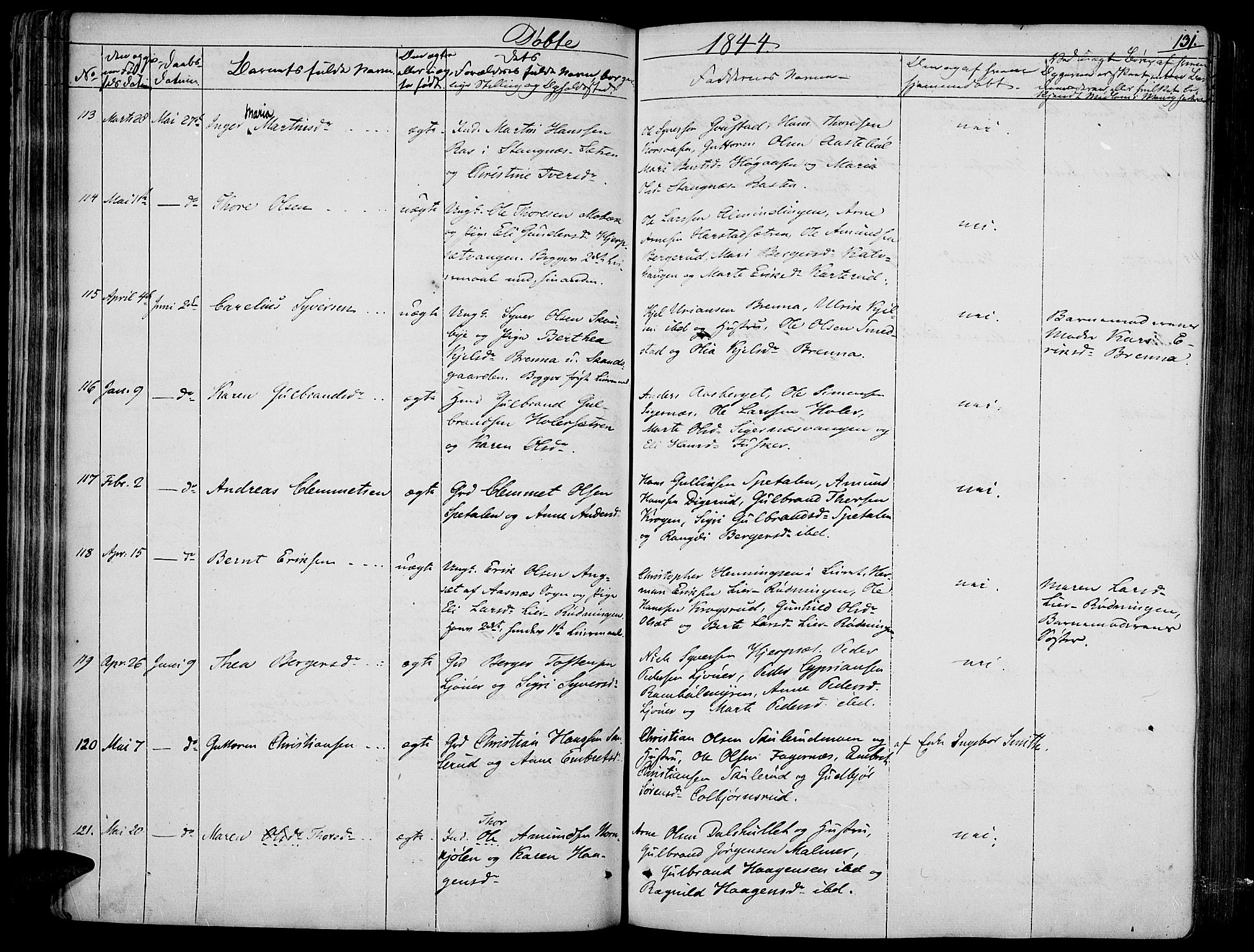 Vinger prestekontor, SAH/PREST-024/H/Ha/Haa/L0008: Parish register (official) no. 8, 1839-1847, p. 131