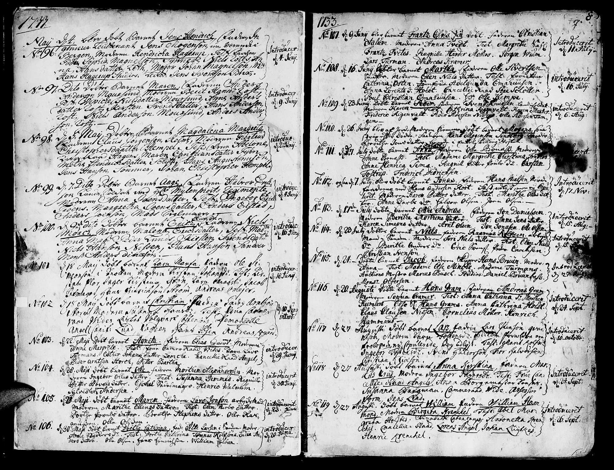 Ministerialprotokoller, klokkerbøker og fødselsregistre - Sør-Trøndelag, SAT/A-1456/602/L0103: Parish register (official) no. 602A01, 1732-1774, p. 7