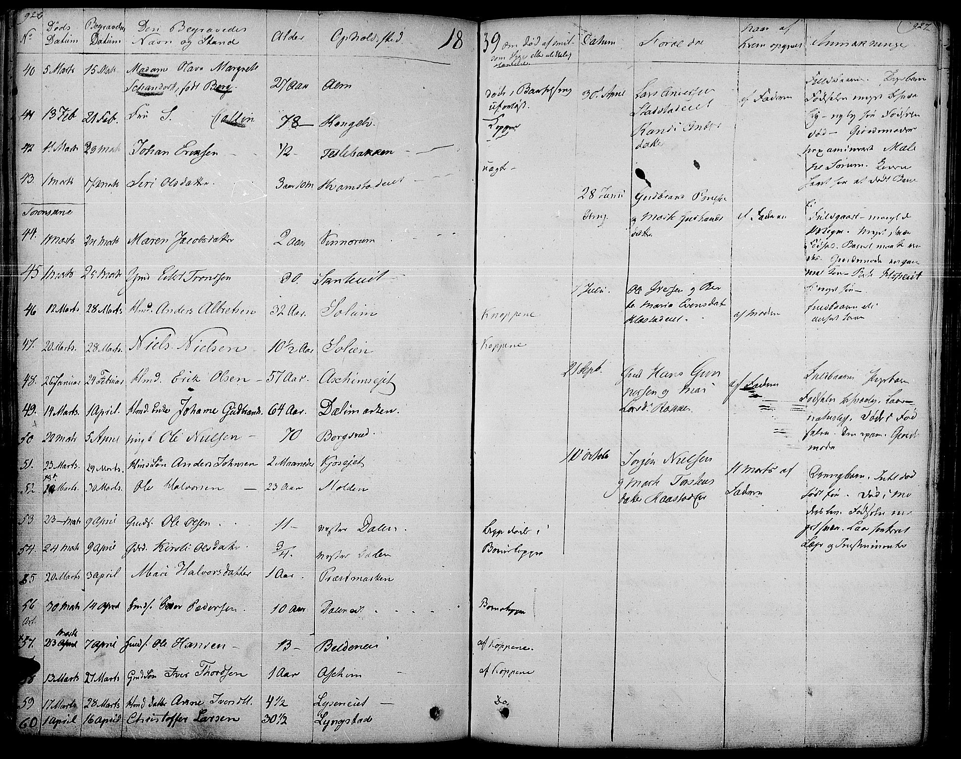 Gran prestekontor, AV/SAH-PREST-112/H/Ha/Haa/L0010: Parish register (official) no. 10, 1824-1842, p. 926-927