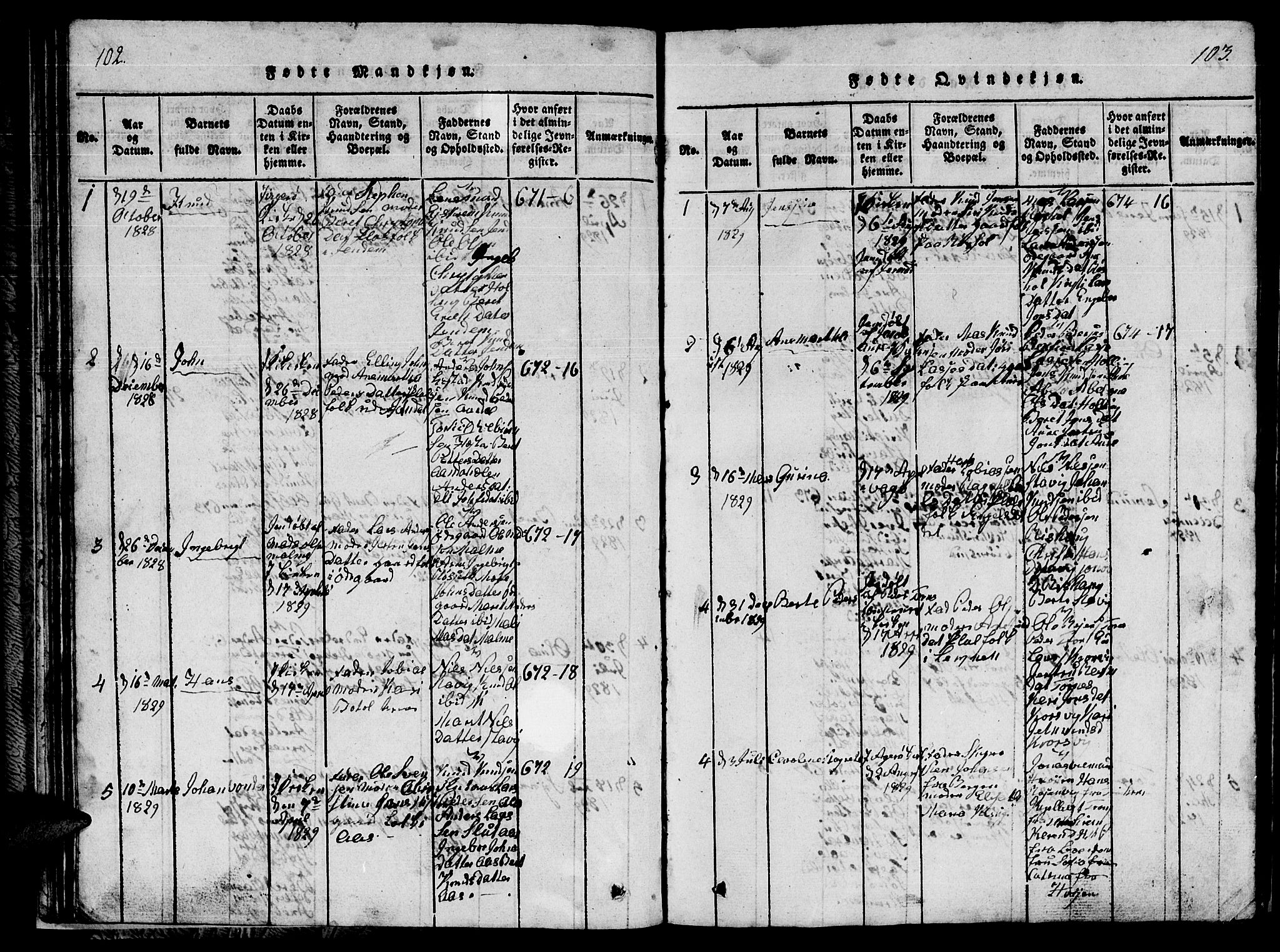 Ministerialprotokoller, klokkerbøker og fødselsregistre - Møre og Romsdal, SAT/A-1454/565/L0752: Parish register (copy) no. 565C01, 1817-1844, p. 102-103
