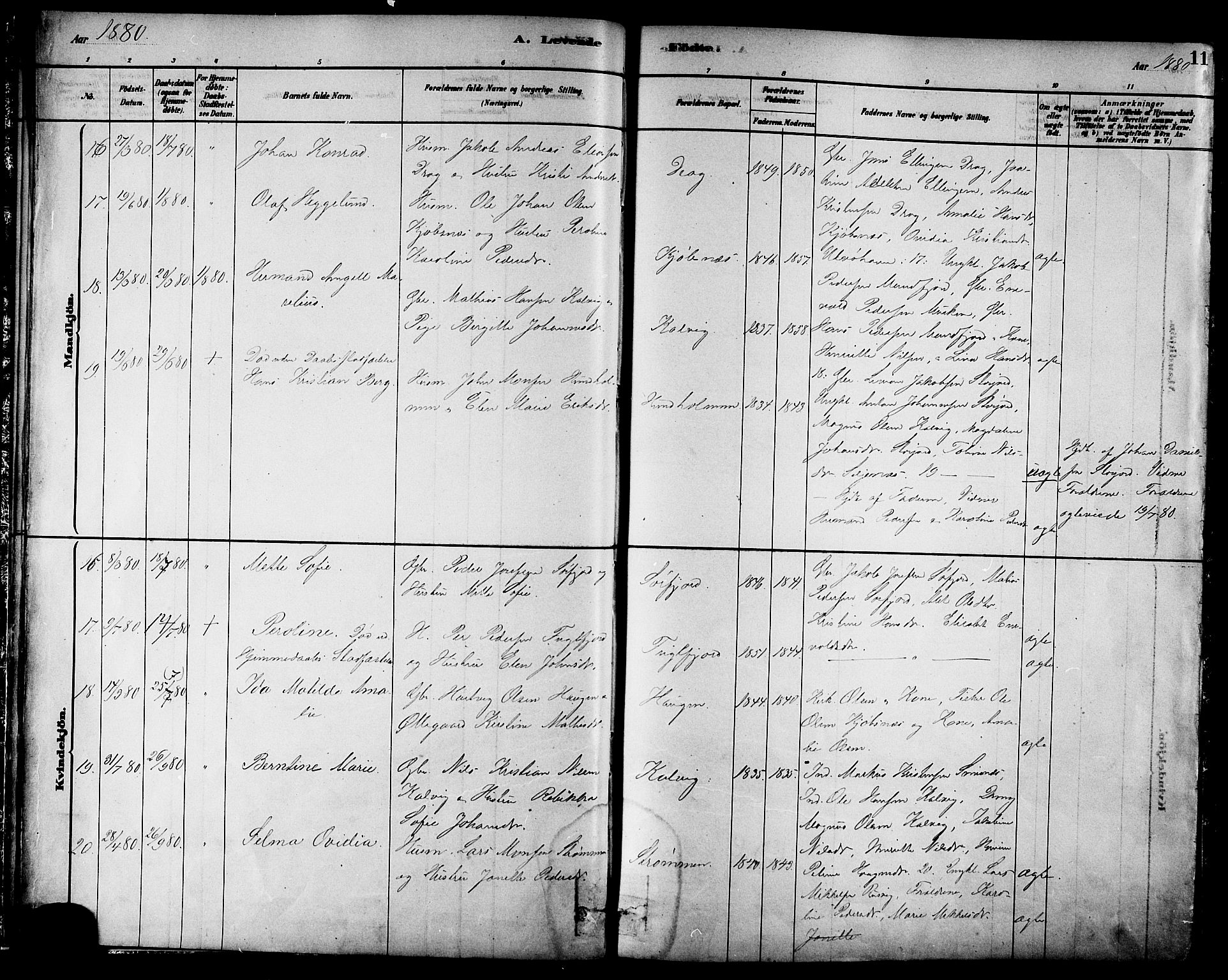 Ministerialprotokoller, klokkerbøker og fødselsregistre - Nordland, AV/SAT-A-1459/861/L0868: Parish register (official) no. 861A03, 1879-1889, p. 11