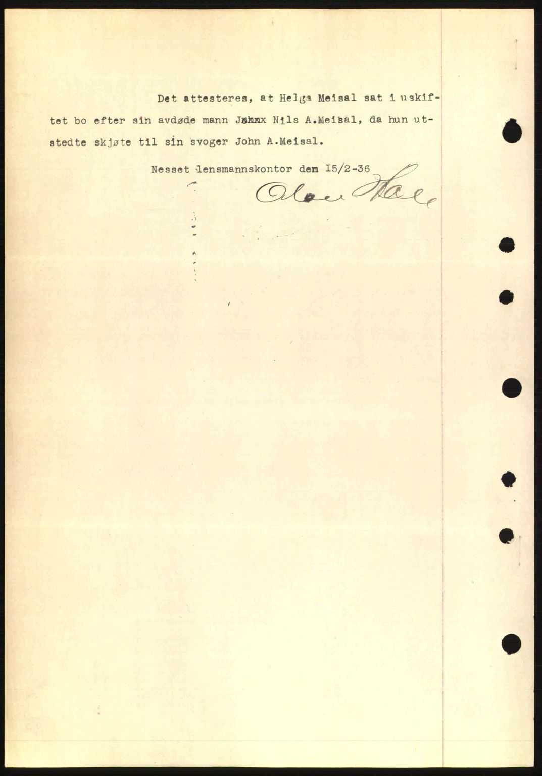 Romsdal sorenskriveri, AV/SAT-A-4149/1/2/2C: Mortgage book no. A1, 1936-1936, Diary no: : 540/1936