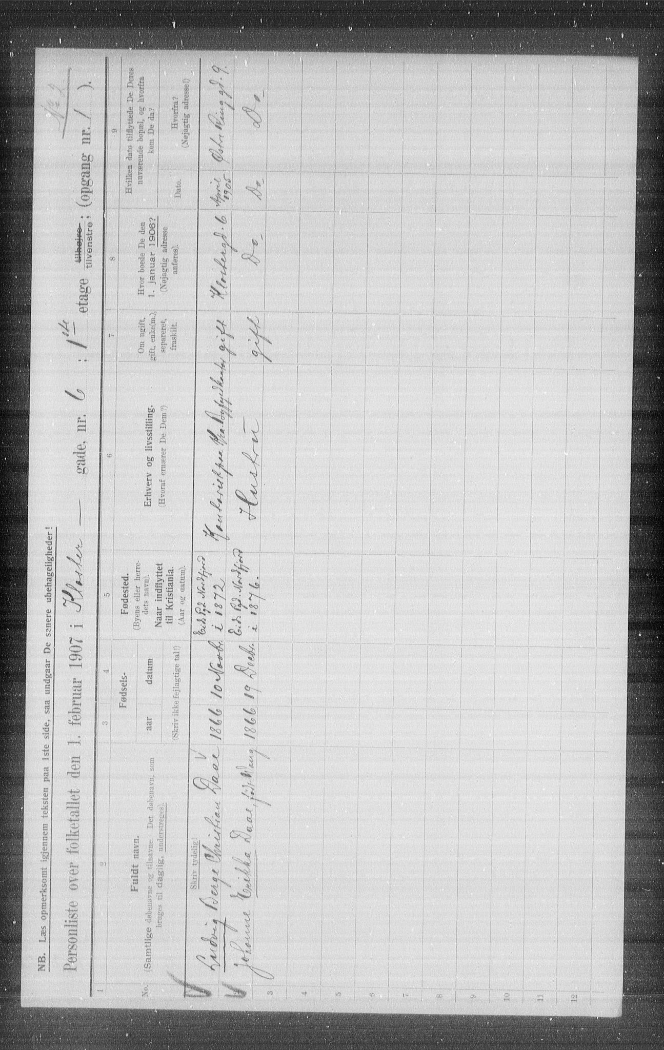 OBA, Municipal Census 1907 for Kristiania, 1907, p. 26549