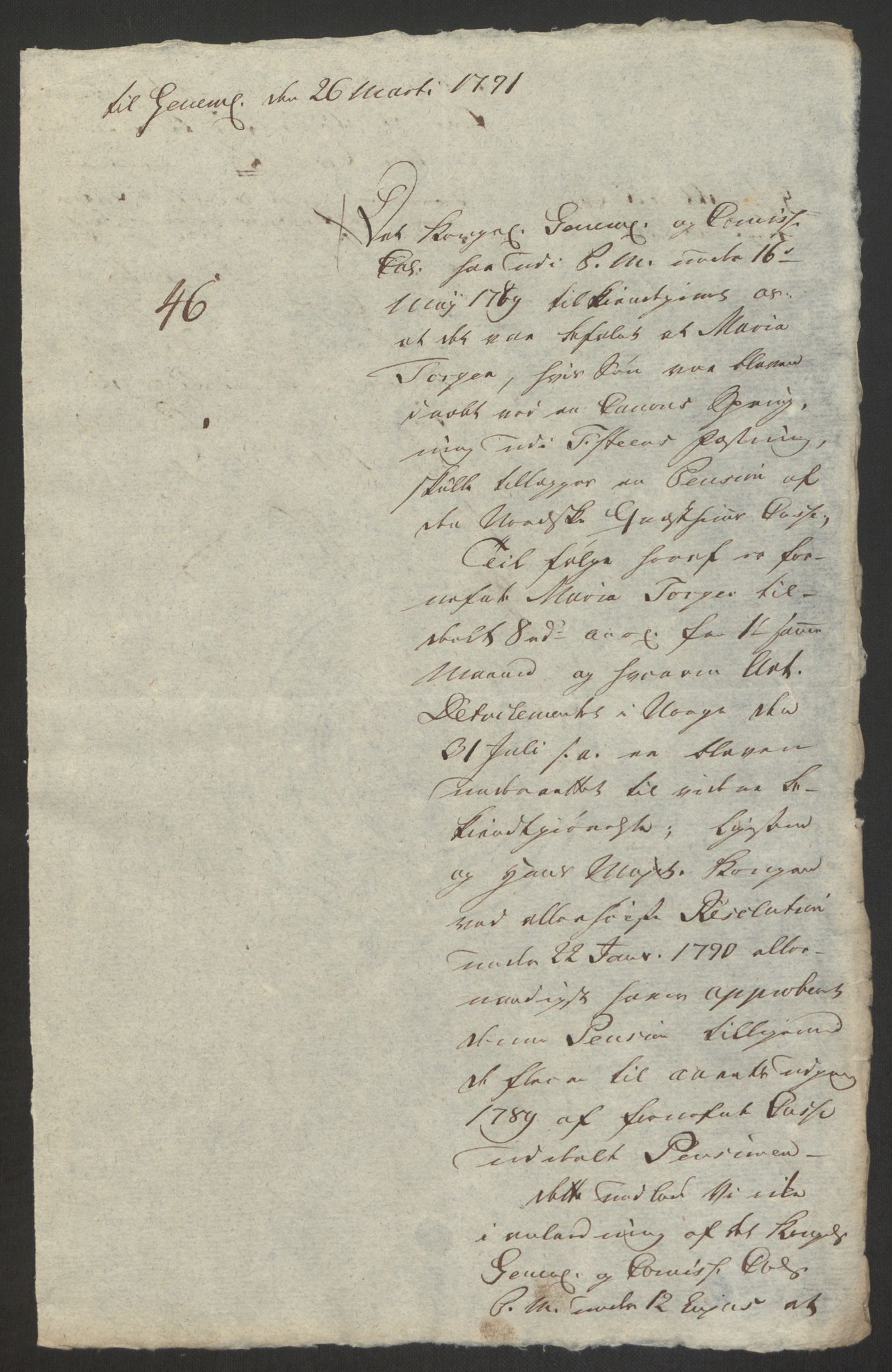 Forsvaret, Den norske kvesthuskasse/krigshospitalkasse, AV/RA-RAFA-1887/F/Fa/L0008: Konsepter, 1790-1793, p. 433