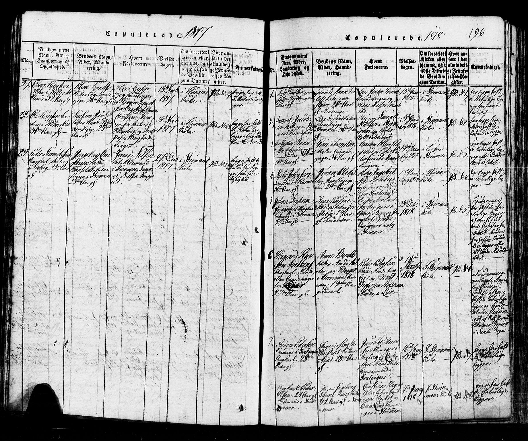 Hurum kirkebøker, SAKO/A-229/G/Ga/L0001: Parish register (copy) no. I 1, 1816-1826, p. 196