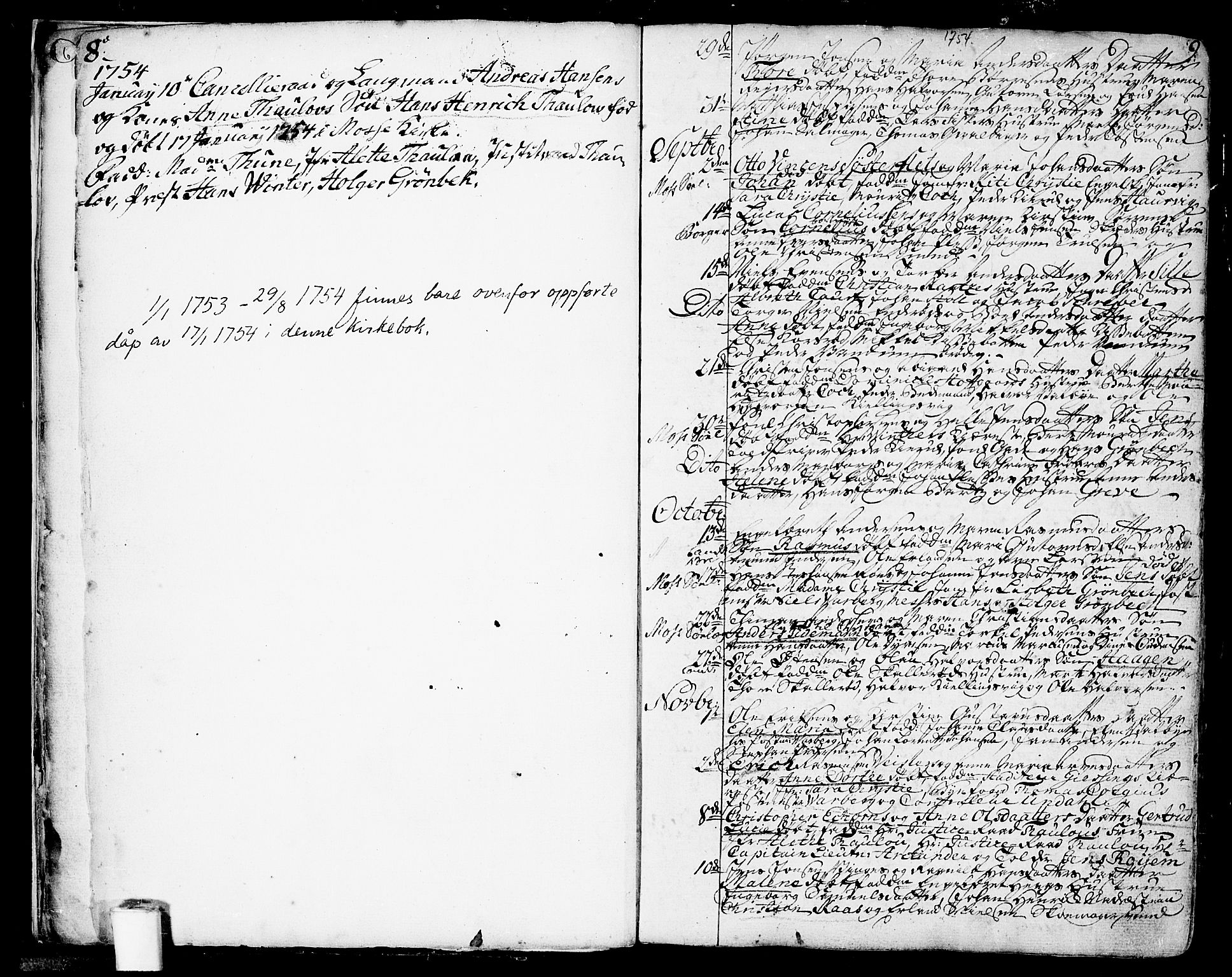 Moss prestekontor Kirkebøker, SAO/A-2003/F/Fa/L0002: Parish register (official) no. I 2, 1753-1779, p. 8-9