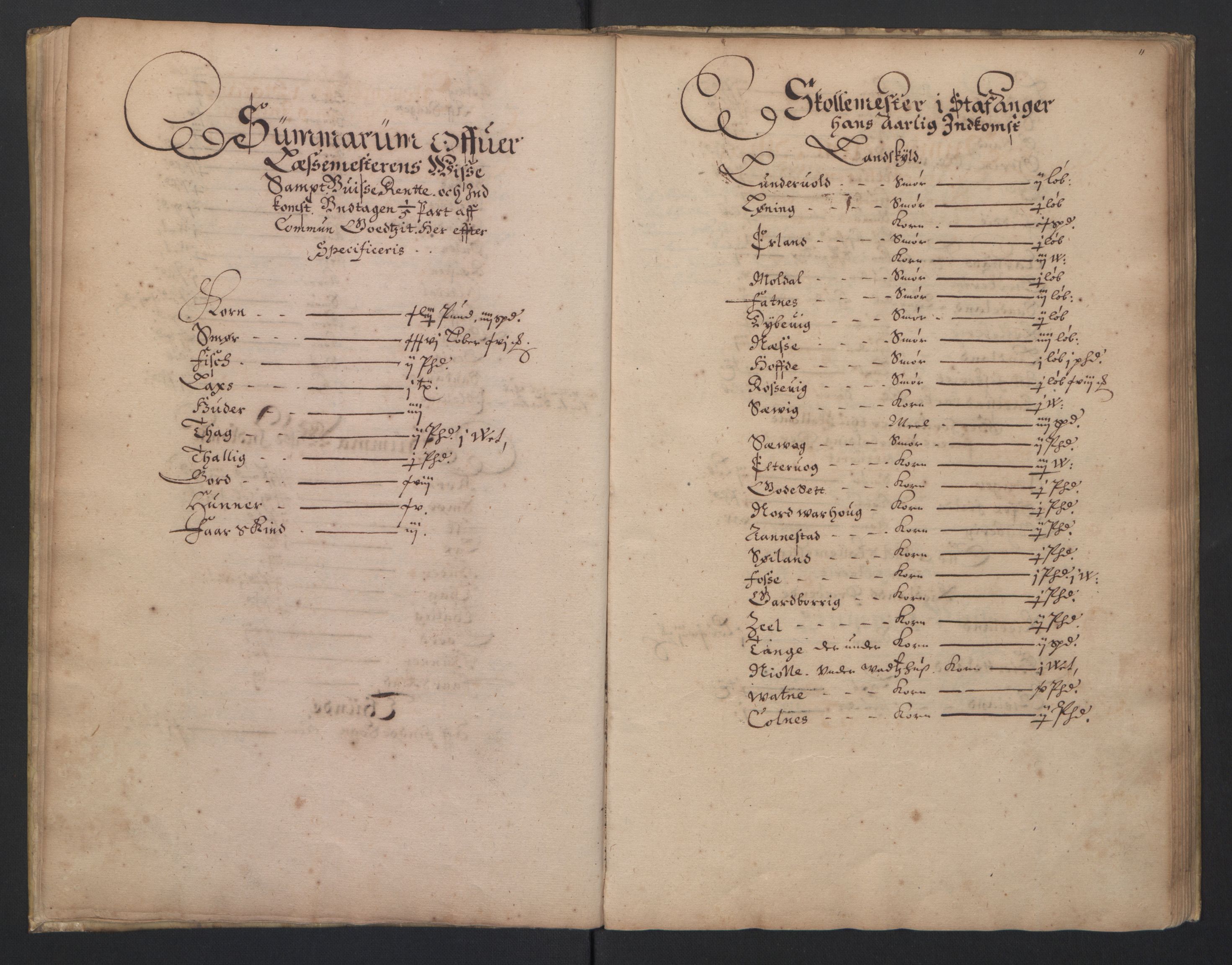 Rentekammeret inntil 1814, Realistisk ordnet avdeling, RA/EA-4070/L/L0023/0003: Stavanger lagdømme: / [C]: Jordebok over bispens samt kannikenes, prestenes, kirkenes og hospitalets inntekter., 1661, p. 10b-11a