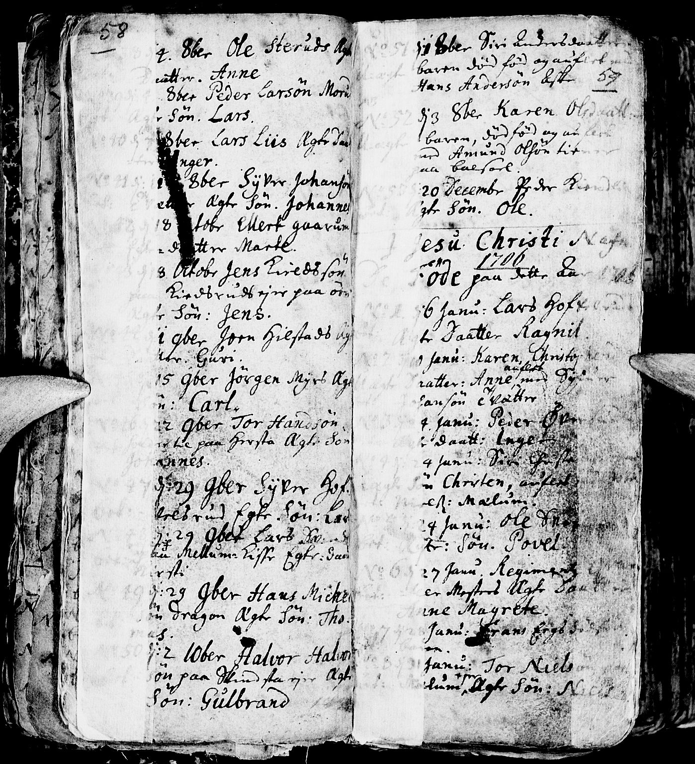 Nes prestekontor, Hedmark, AV/SAH-PREST-020/L/La/L0001: Parish register (copy) no. 1, 1663-1784, p. 58-59