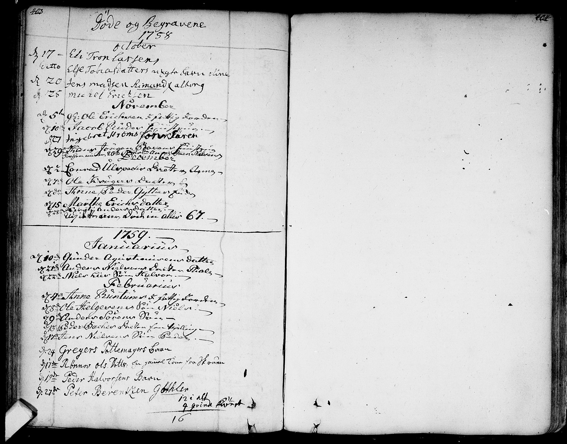 Bragernes kirkebøker, AV/SAKO-A-6/F/Fa/L0004: Parish register (official) no. I 4, 1734-1759, p. 403-404