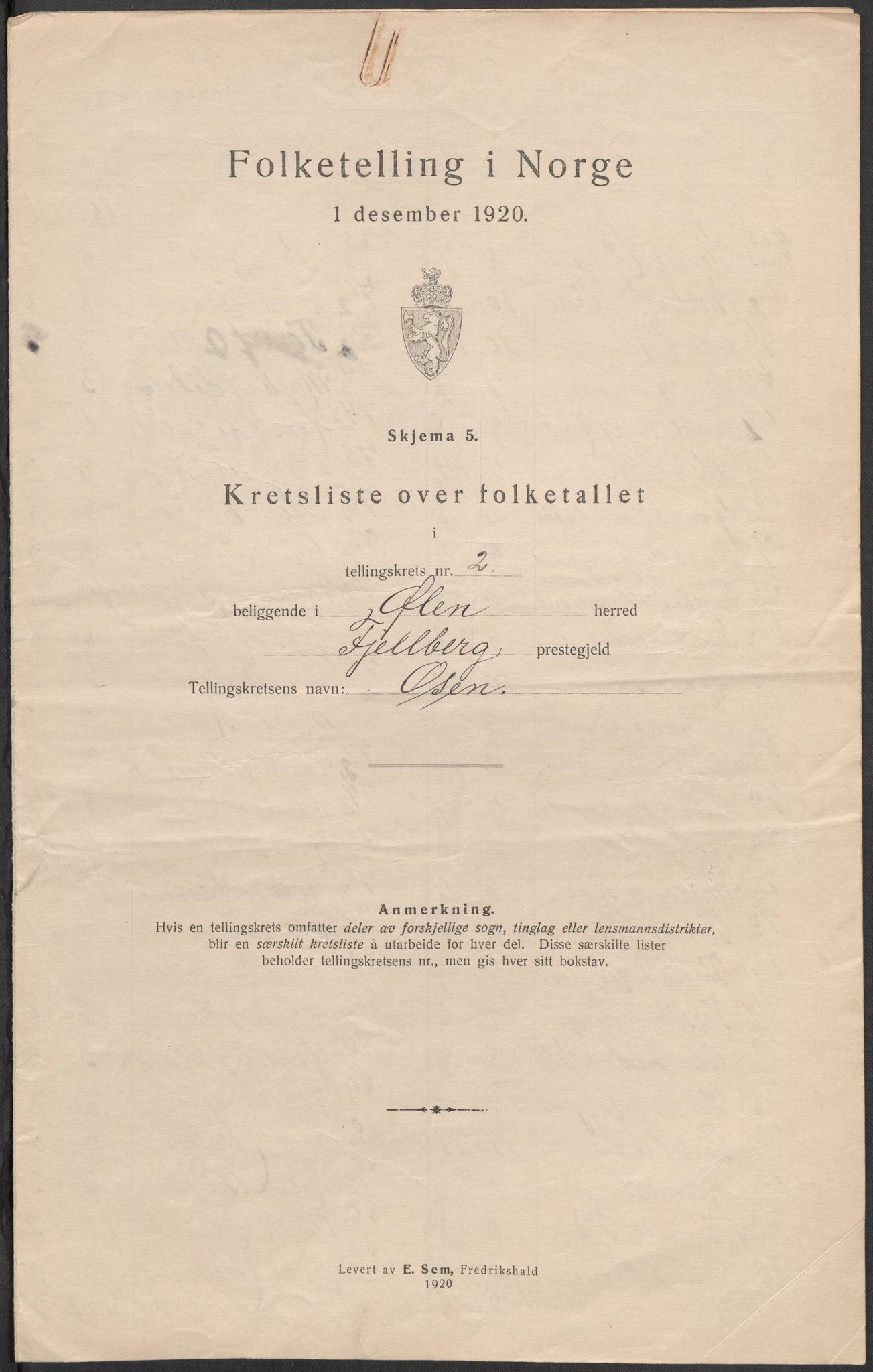 SAB, 1920 census for Ølen, 1920, p. 9