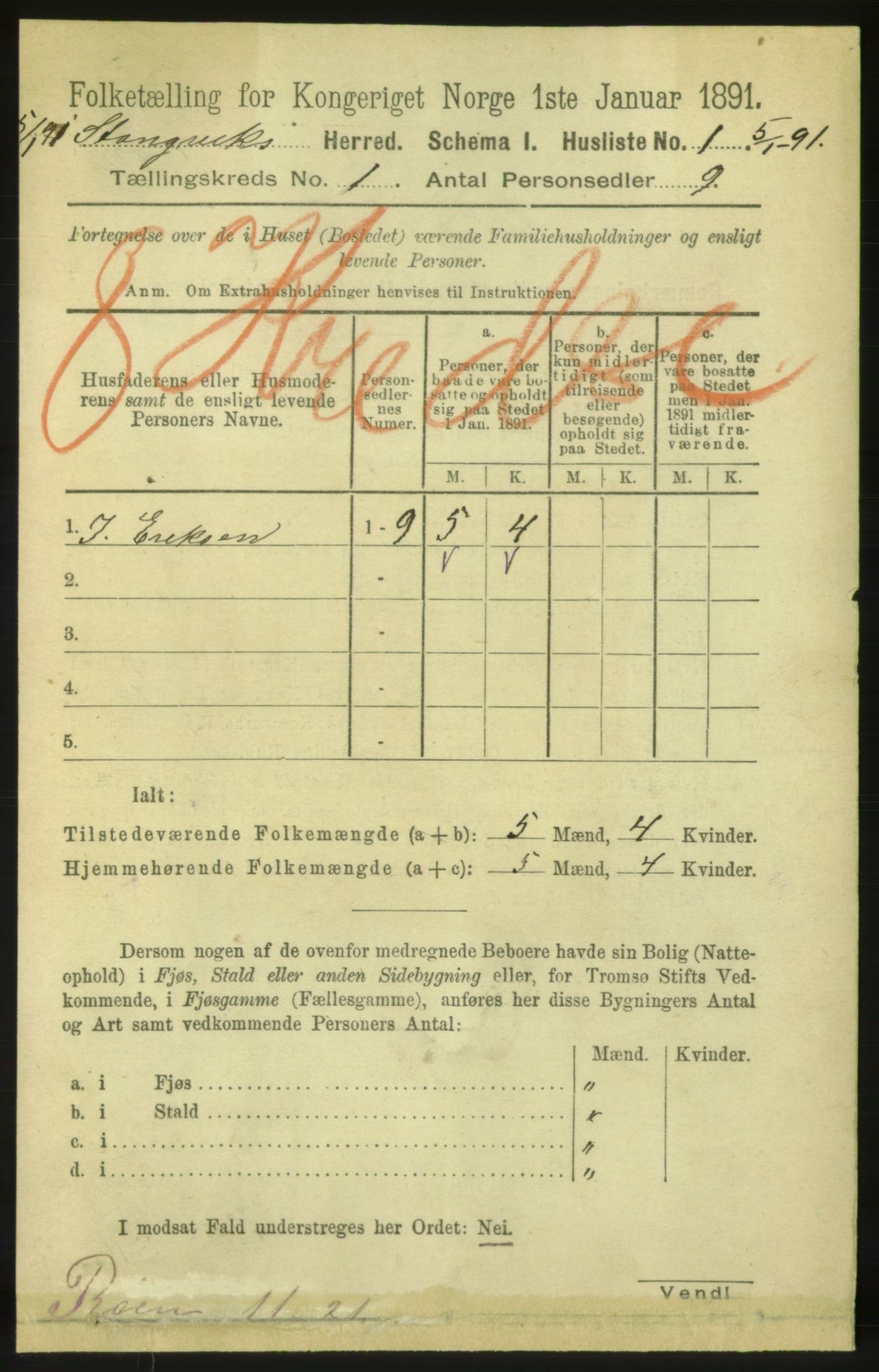 RA, 1891 census for 1564 Stangvik, 1891, p. 27