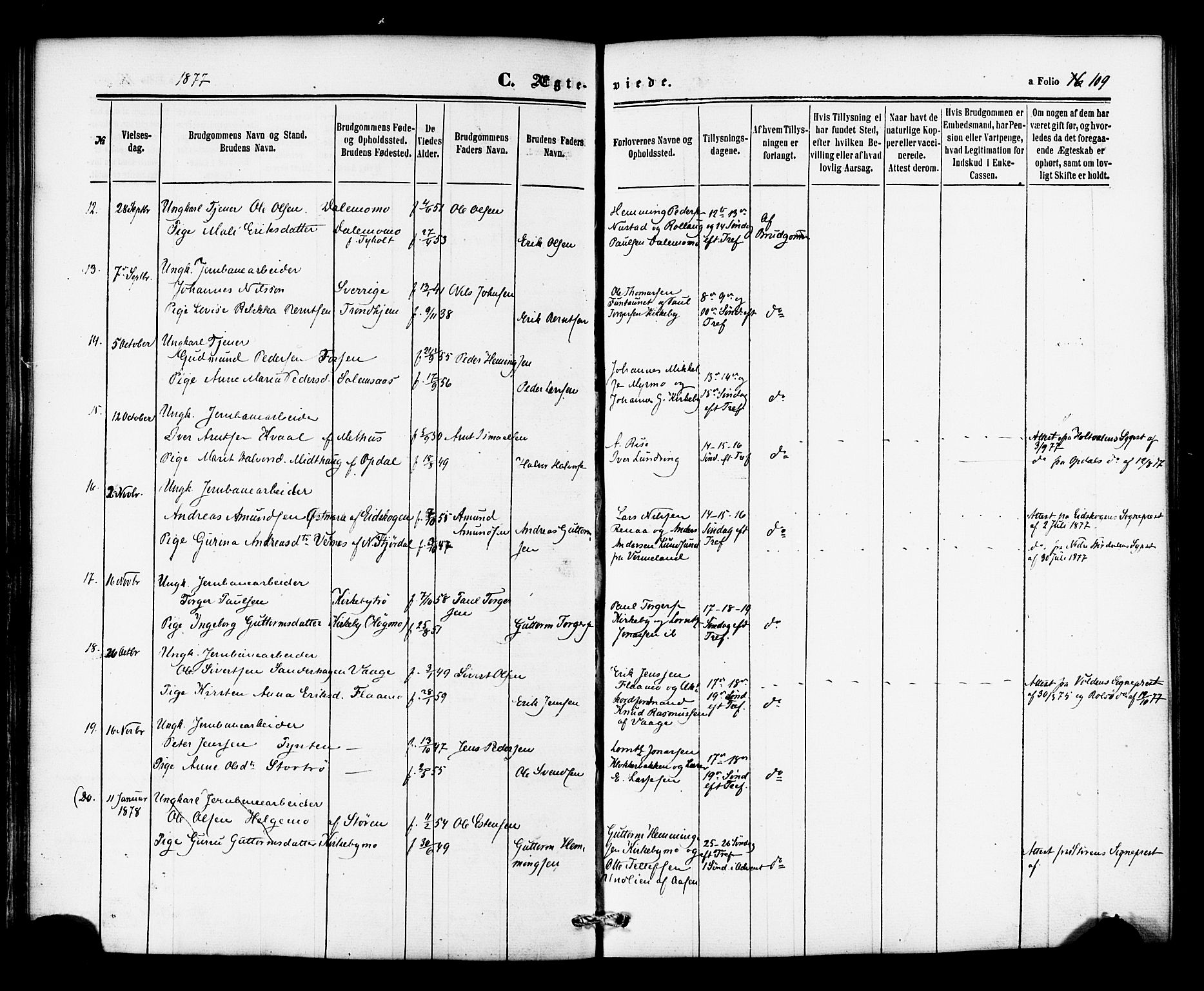 Ministerialprotokoller, klokkerbøker og fødselsregistre - Nord-Trøndelag, AV/SAT-A-1458/706/L0041: Parish register (official) no. 706A02, 1862-1877, p. 109