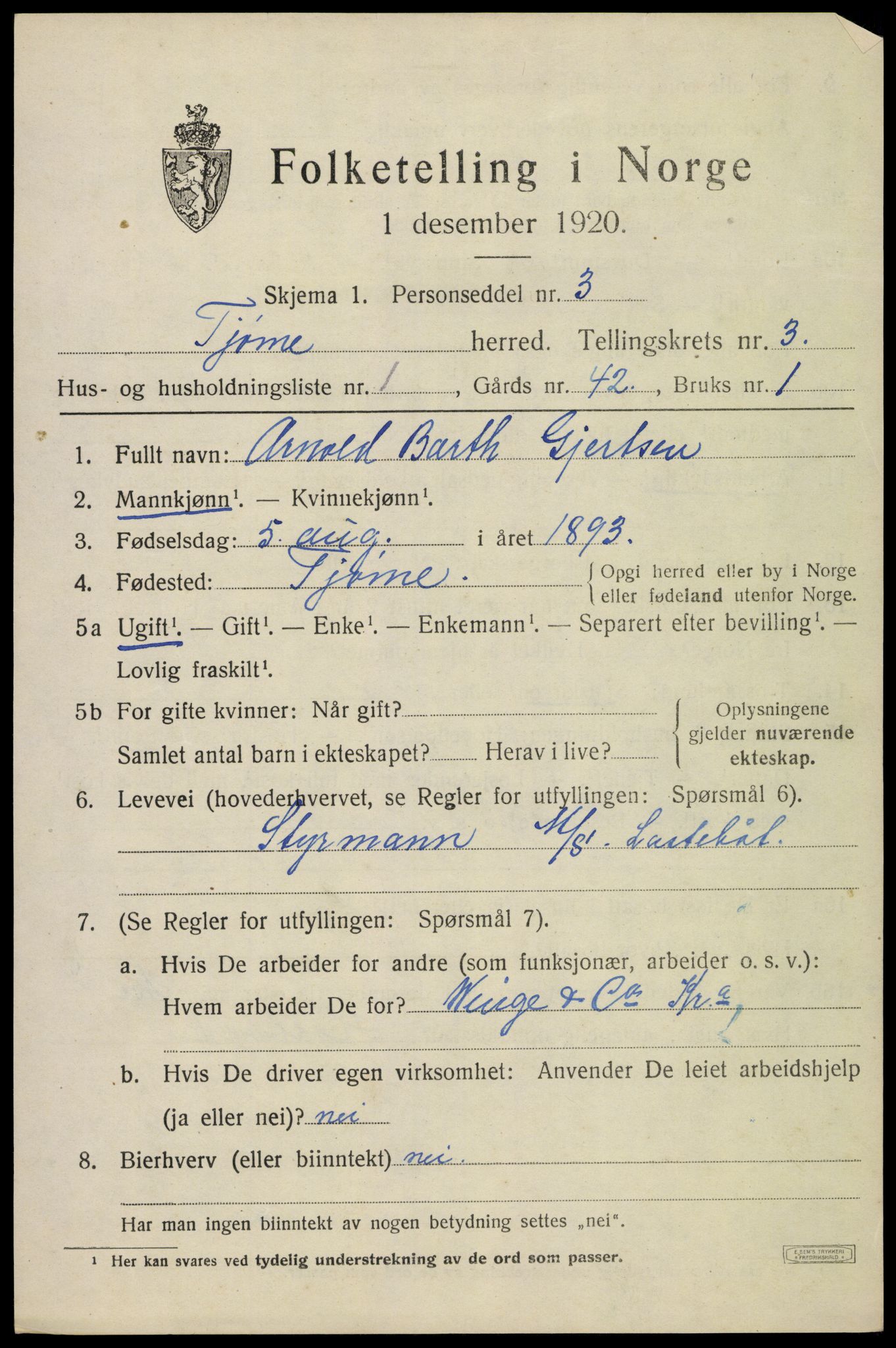 SAKO, 1920 census for Tjøme, 1920, p. 4777