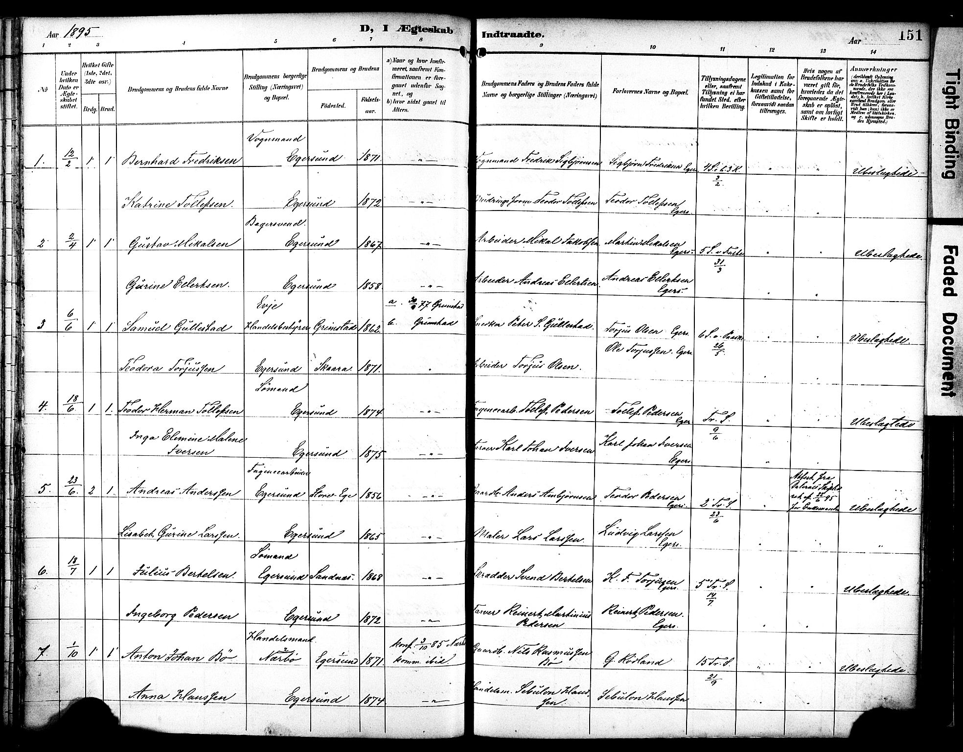 Eigersund sokneprestkontor, AV/SAST-A-101807/S08/L0019: Parish register (official) no. A 18, 1892-1905, p. 151