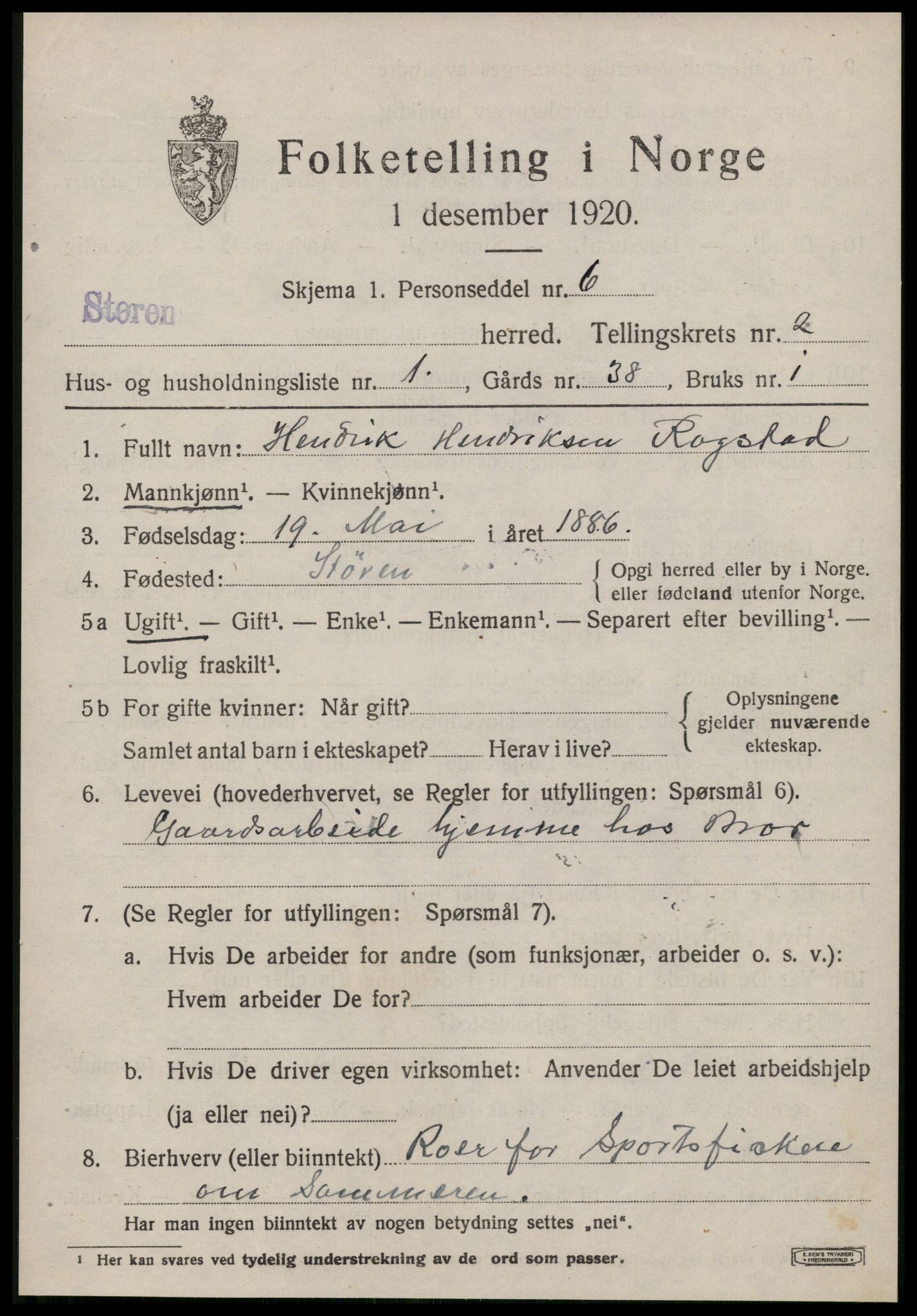 SAT, 1920 census for Støren, 1920, p. 1438