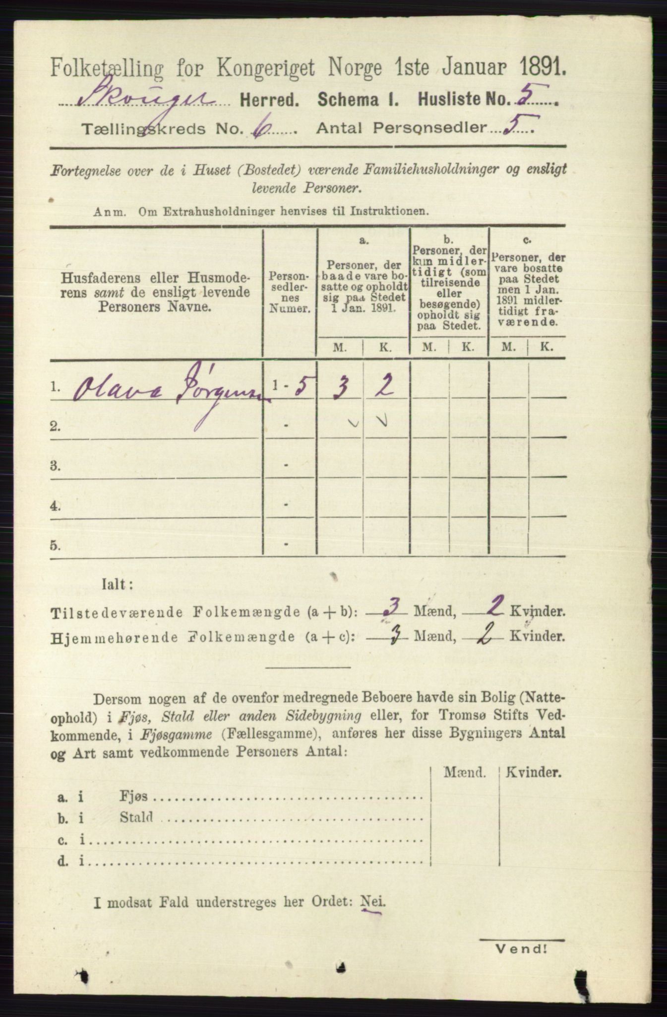 RA, 1891 census for 0712 Skoger, 1891, p. 3704