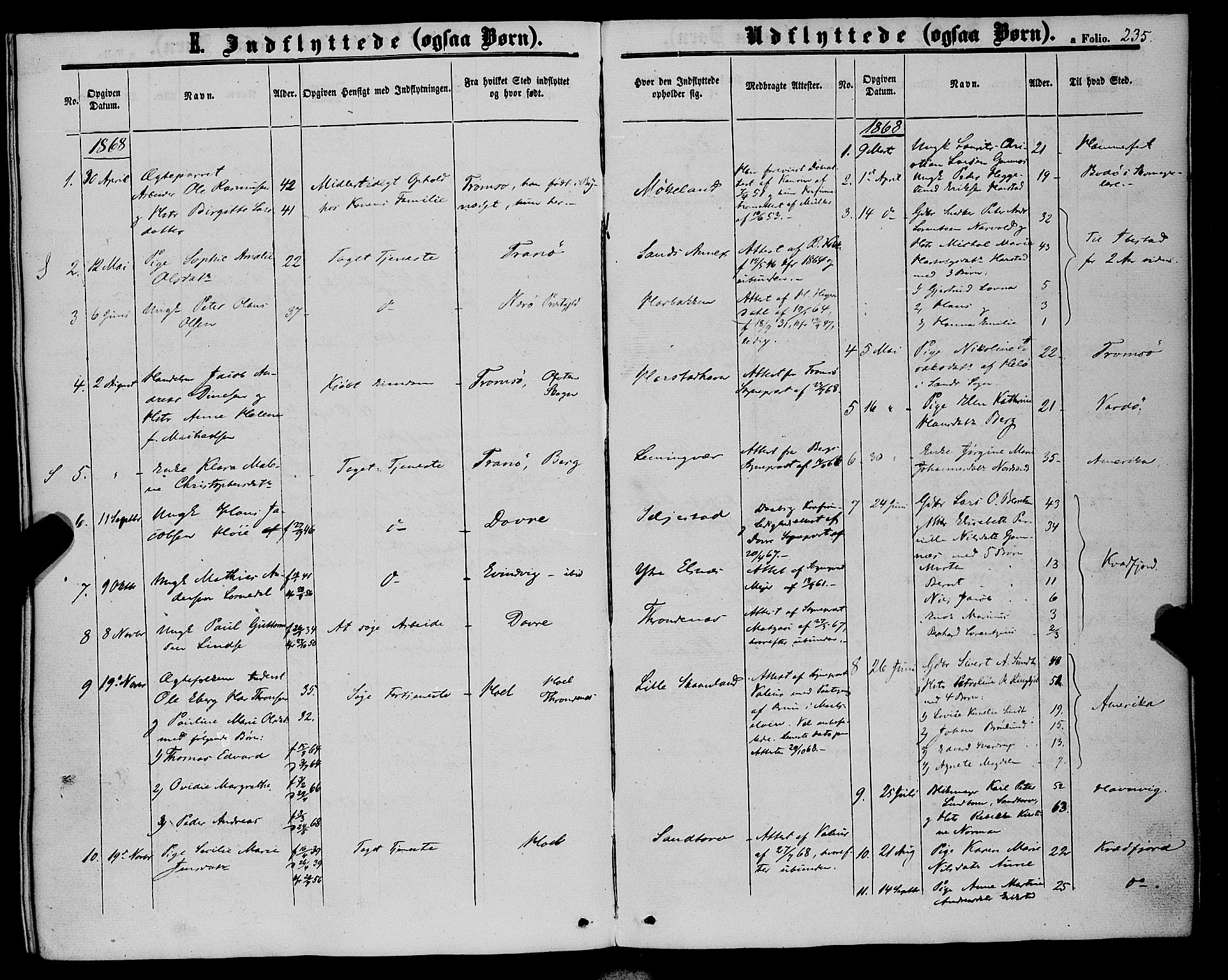 Trondenes sokneprestkontor, AV/SATØ-S-1319/H/Ha/L0012kirke: Parish register (official) no. 12, 1863-1870, p. 235