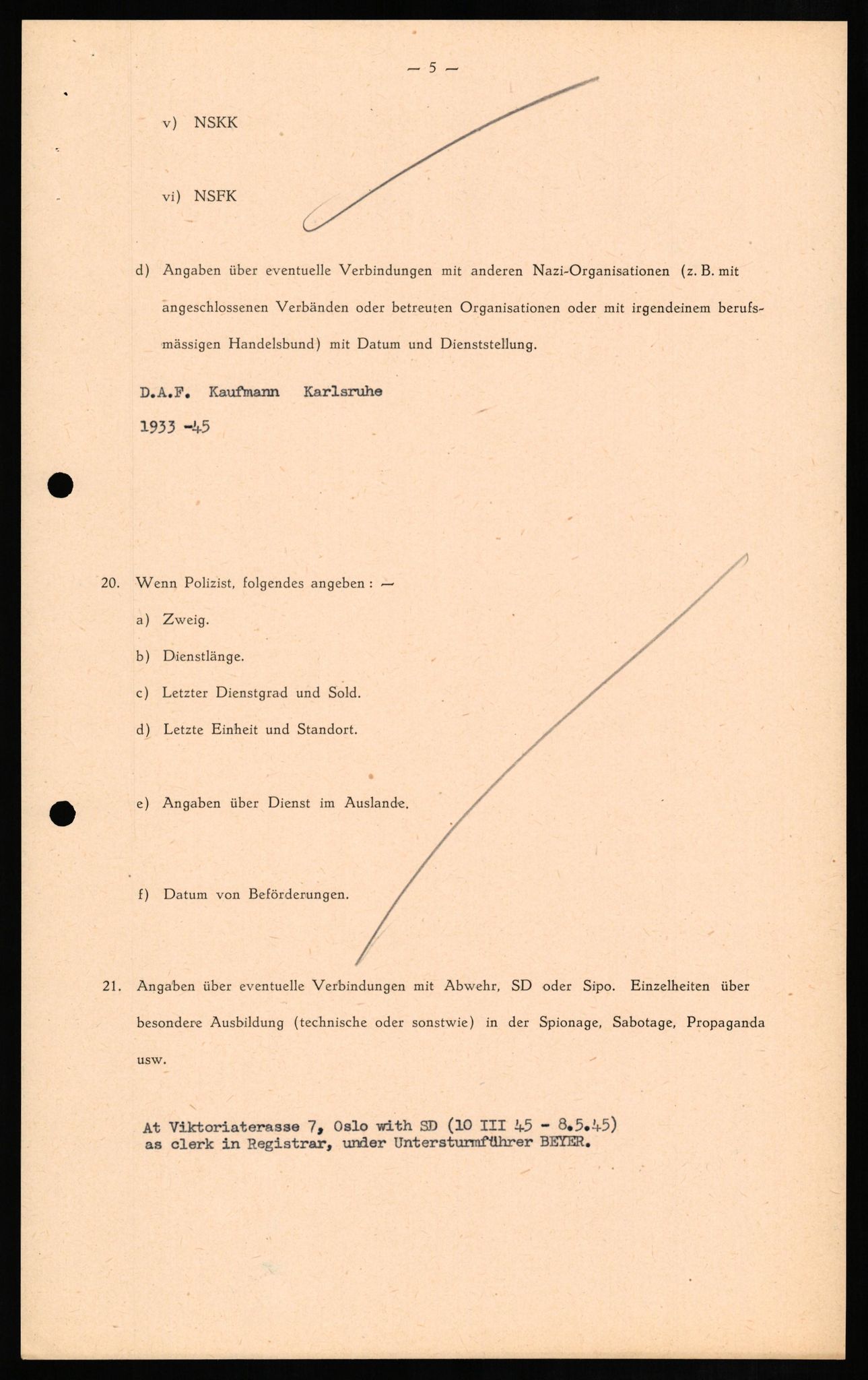 Forsvaret, Forsvarets overkommando II, AV/RA-RAFA-3915/D/Db/L0013: CI Questionaires. Tyske okkupasjonsstyrker i Norge. Tyskere., 1945-1946, p. 75