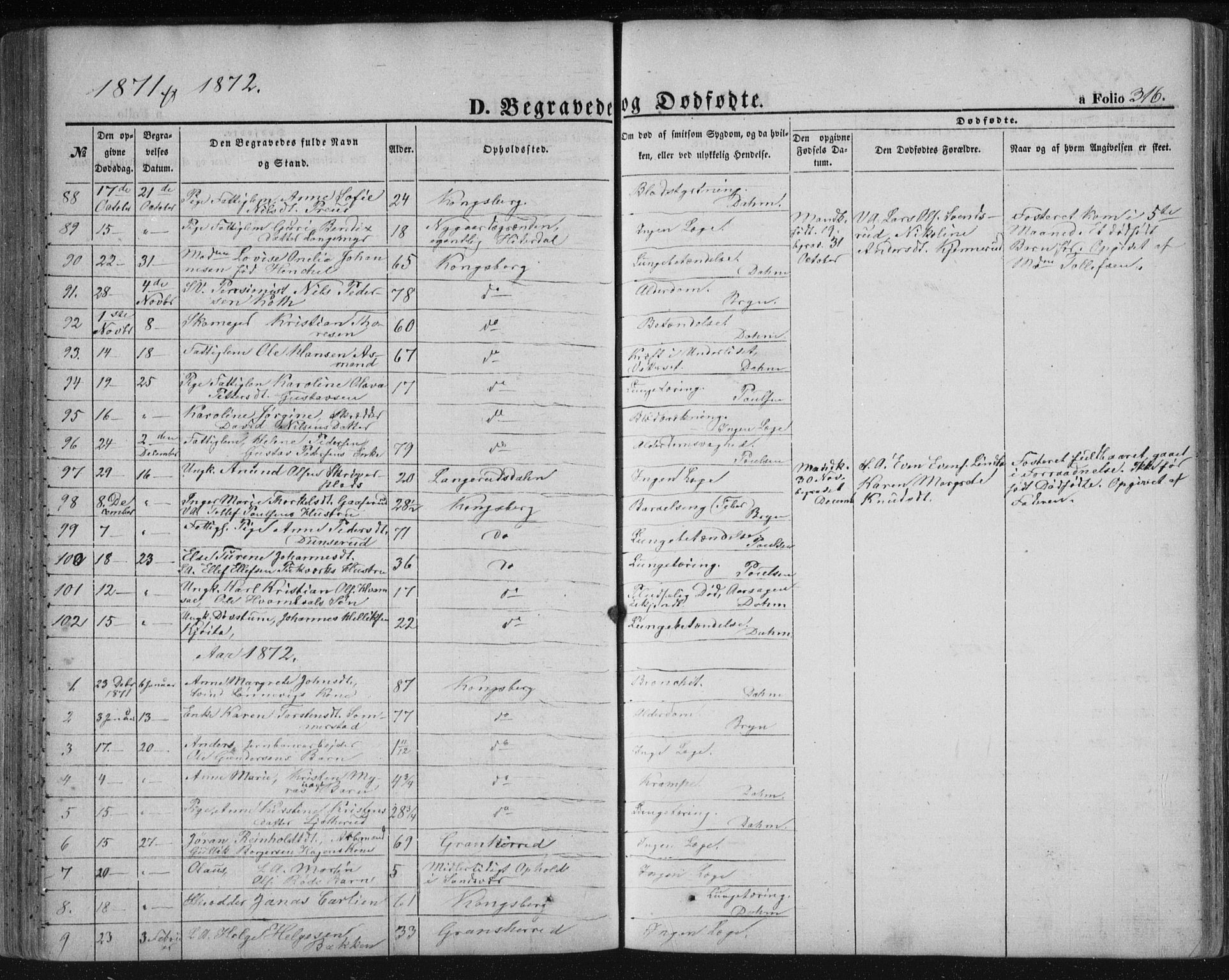 Kongsberg kirkebøker, SAKO/A-22/F/Fa/L0010: Parish register (official) no. I 10, 1859-1875, p. 316