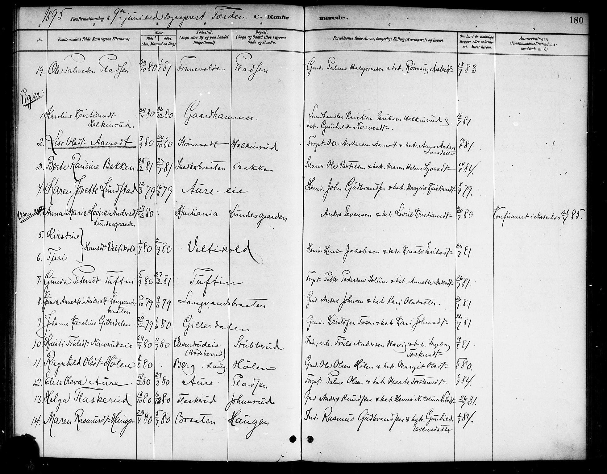 Lunder kirkebøker, AV/SAKO-A-629/G/Ga/L0004: Parish register (copy) no. I 4, 1889-1917, p. 180