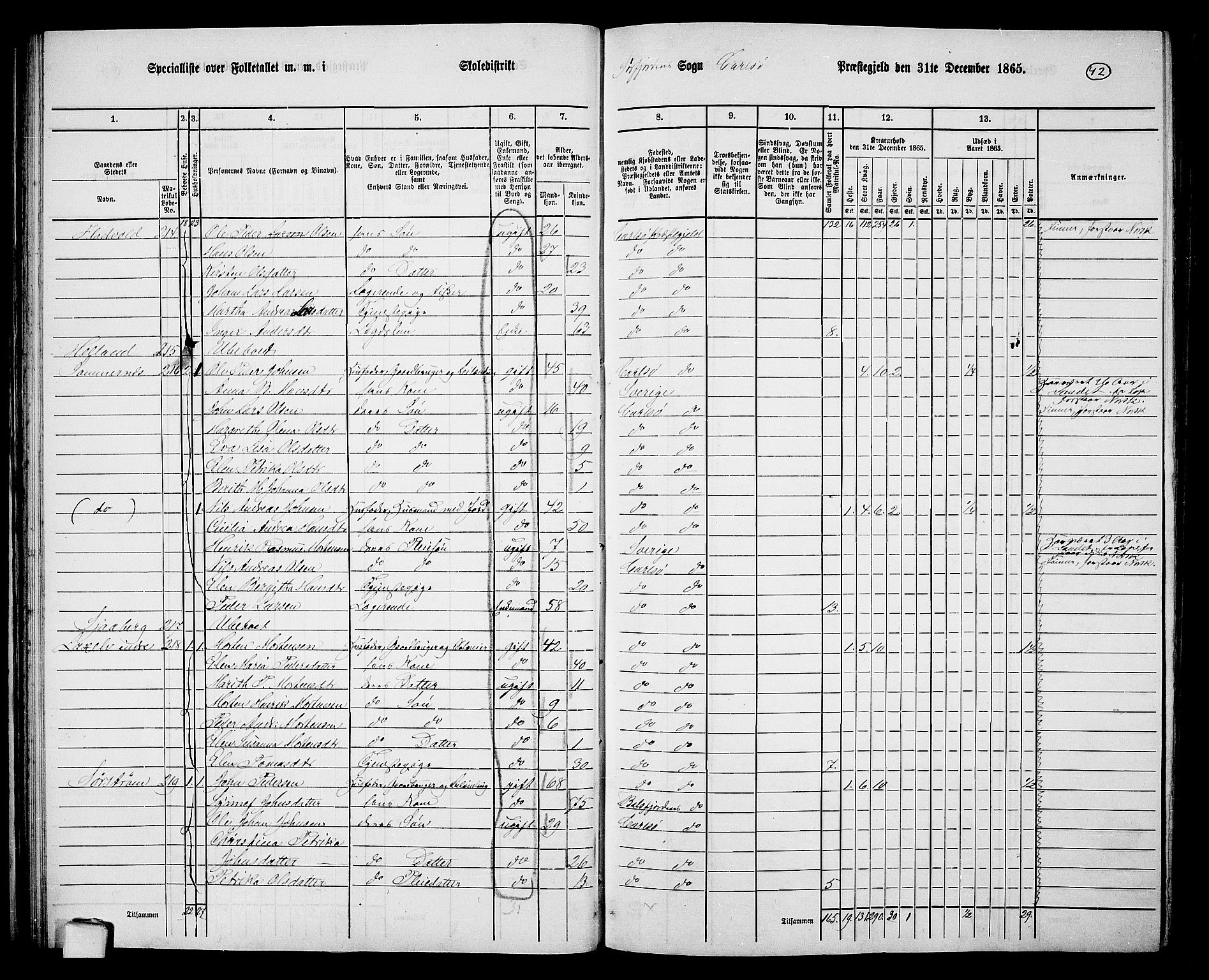 RA, 1865 census for Karlsøy, 1865, p. 42