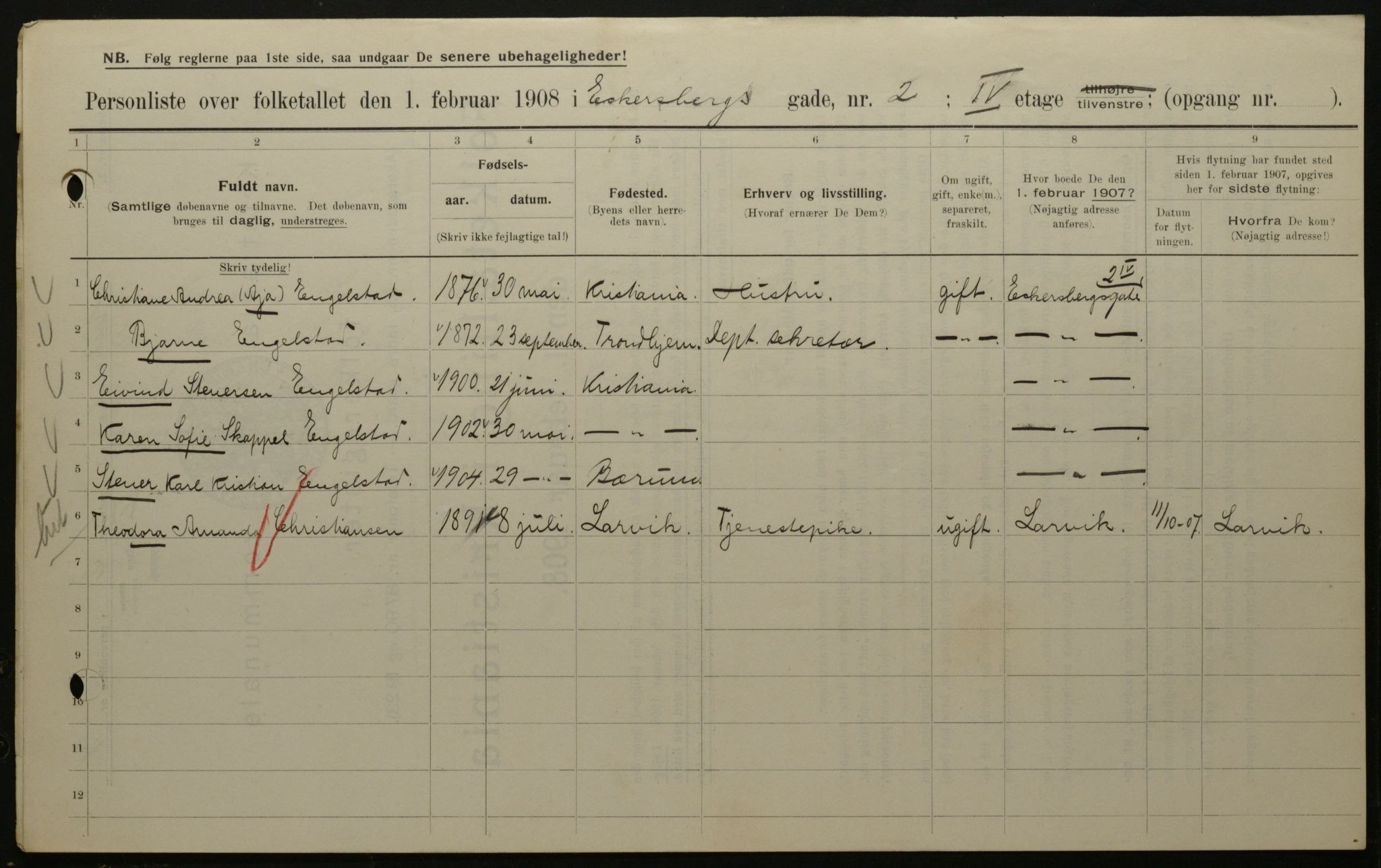 OBA, Municipal Census 1908 for Kristiania, 1908, p. 16818