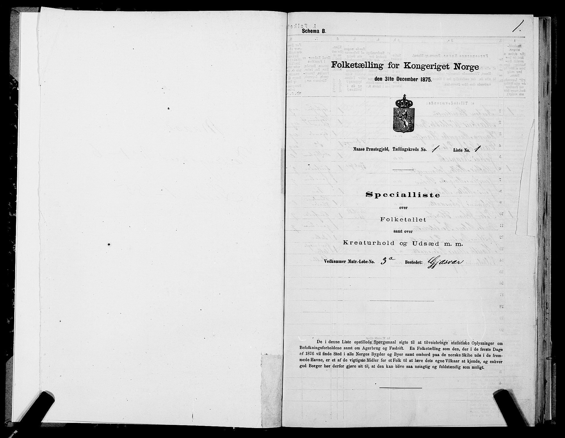 SATØ, 1875 census for 2018P Måsøy, 1875, p. 1001