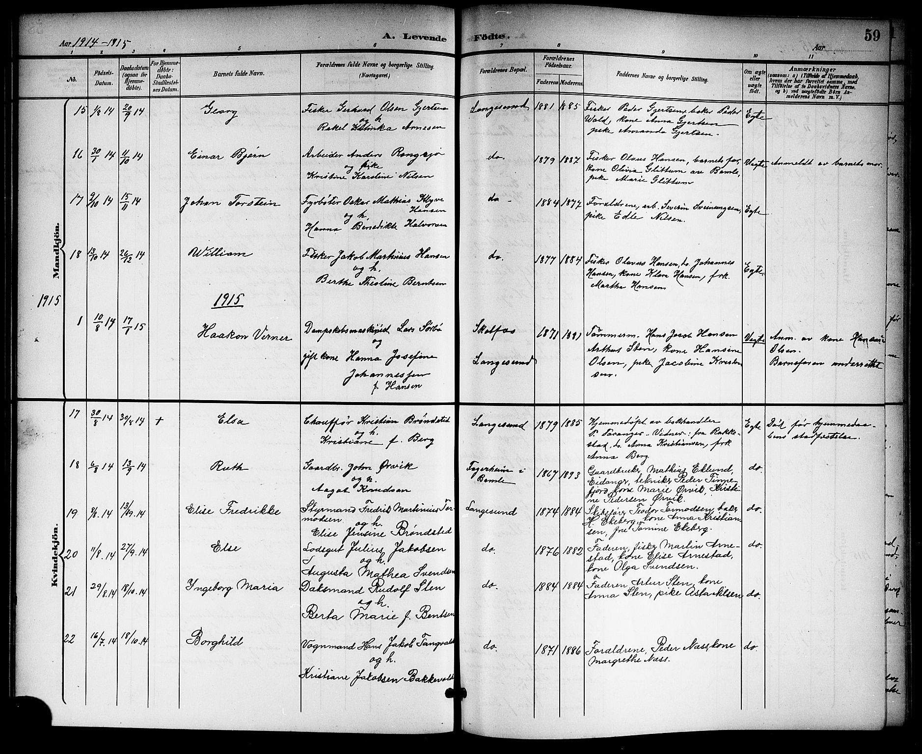 Langesund kirkebøker, SAKO/A-280/G/Ga/L0006: Parish register (copy) no. 6, 1899-1918, p. 59