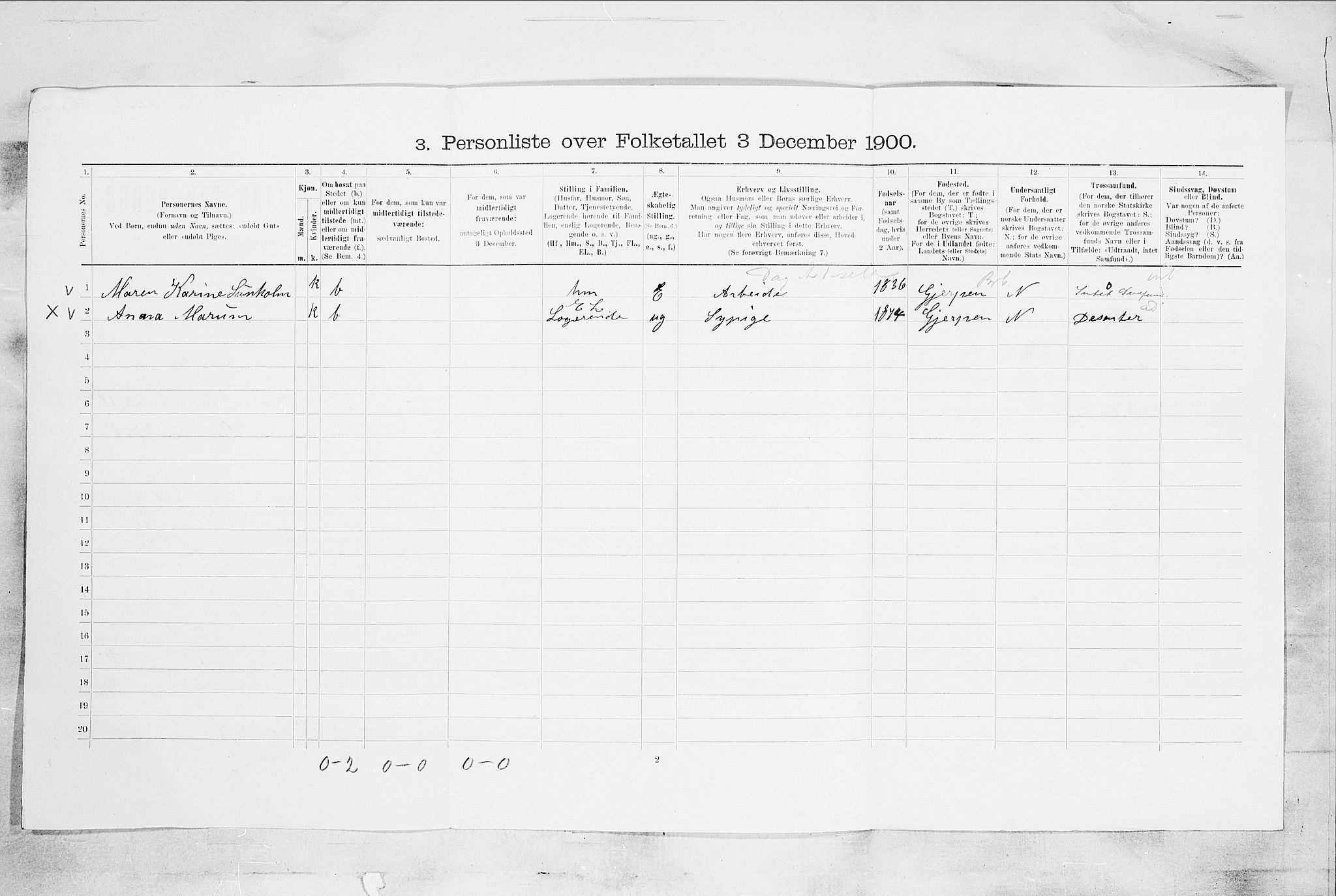 SAKO, 1900 census for Skien, 1900, p. 3297