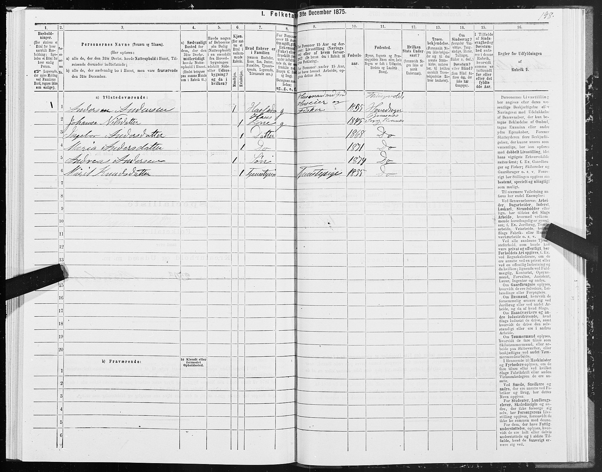 SAT, 1875 census for 1553P Kvernes, 1875, p. 6198