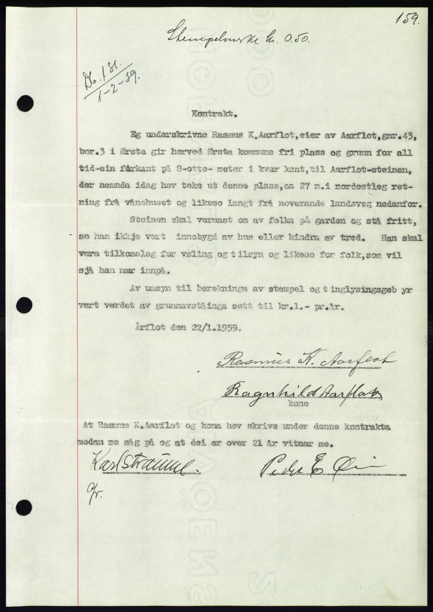 Søre Sunnmøre sorenskriveri, AV/SAT-A-4122/1/2/2C/L0067: Mortgage book no. 61, 1938-1939, Diary no: : 131/1939