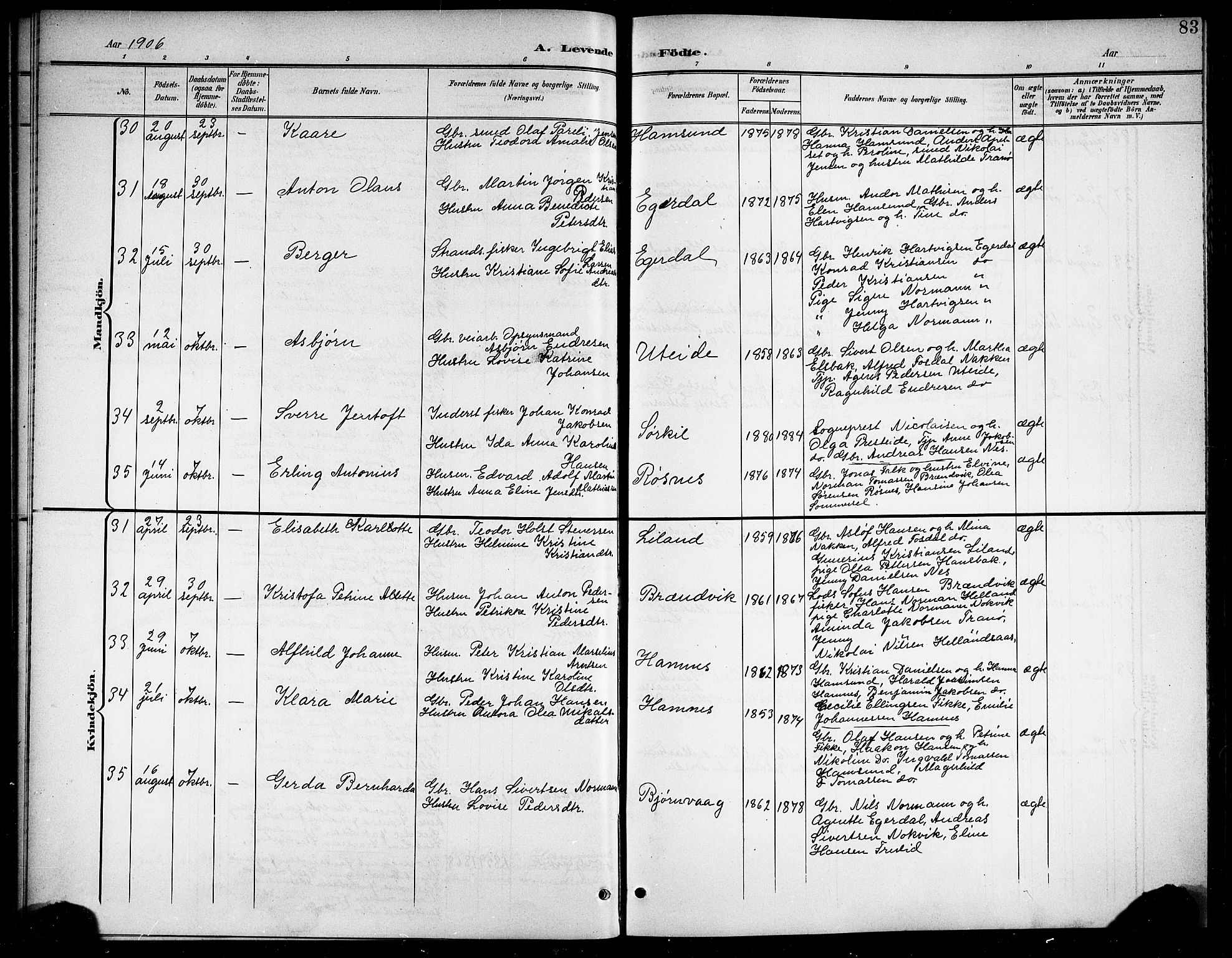 Ministerialprotokoller, klokkerbøker og fødselsregistre - Nordland, AV/SAT-A-1459/859/L0860: Parish register (copy) no. 859C06, 1899-1909, p. 83