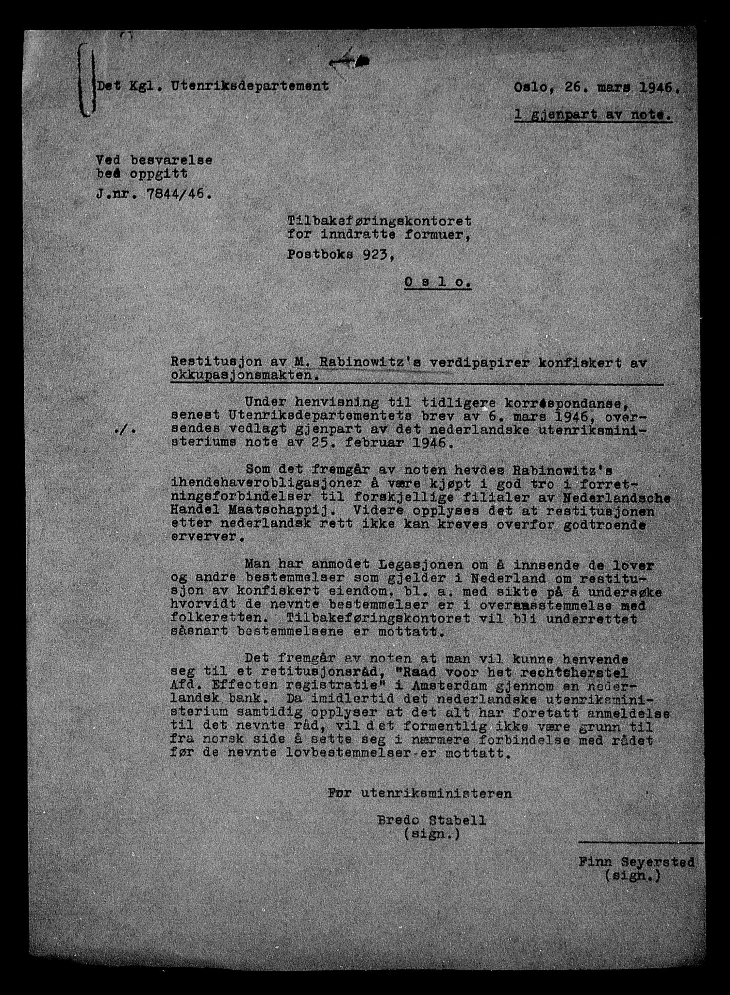 Justisdepartementet, Tilbakeføringskontoret for inndratte formuer, AV/RA-S-1564/H/Hc/Hcd/L1004: --, 1945-1947, p. 283