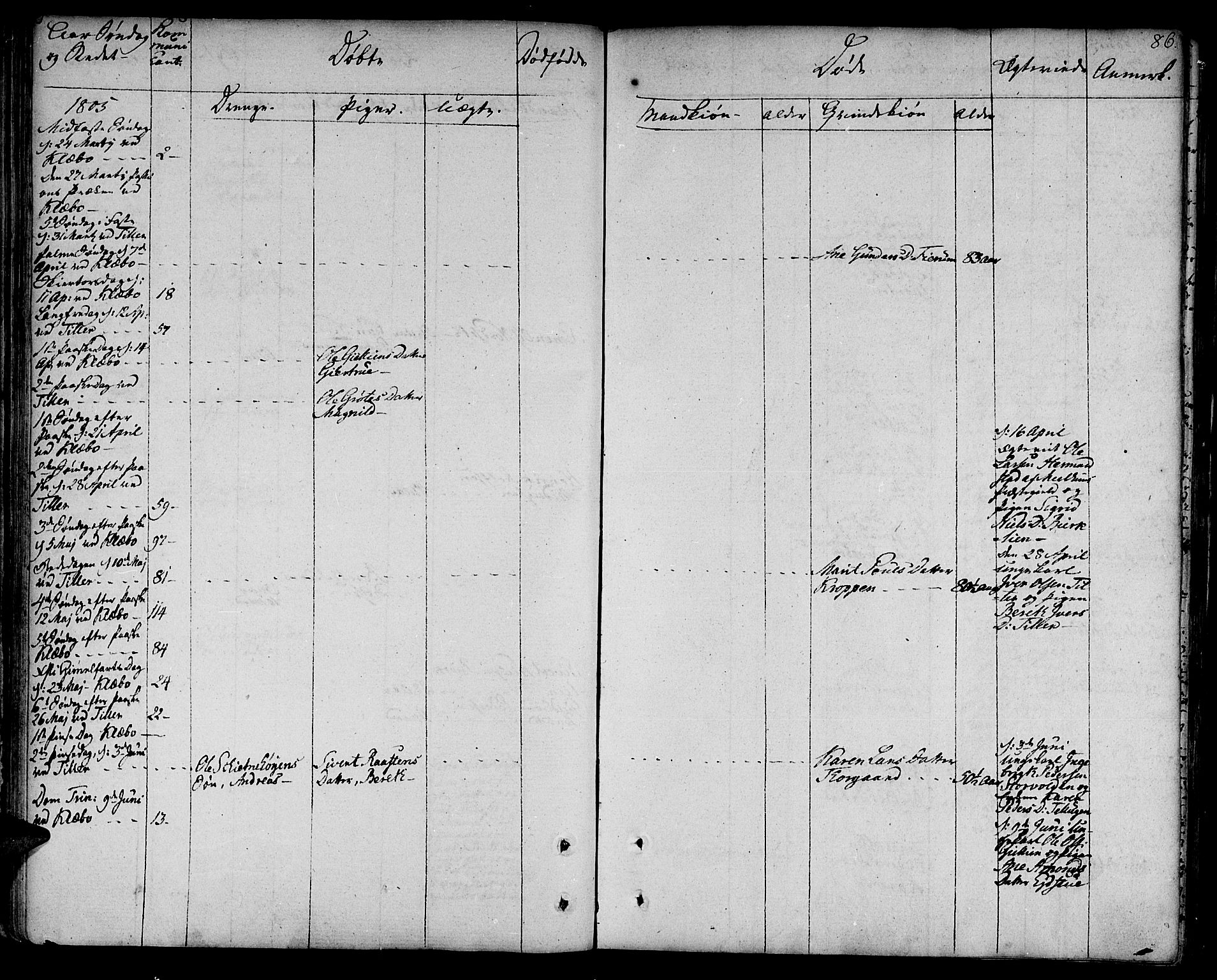 Ministerialprotokoller, klokkerbøker og fødselsregistre - Sør-Trøndelag, AV/SAT-A-1456/618/L0438: Parish register (official) no. 618A03, 1783-1815, p. 86