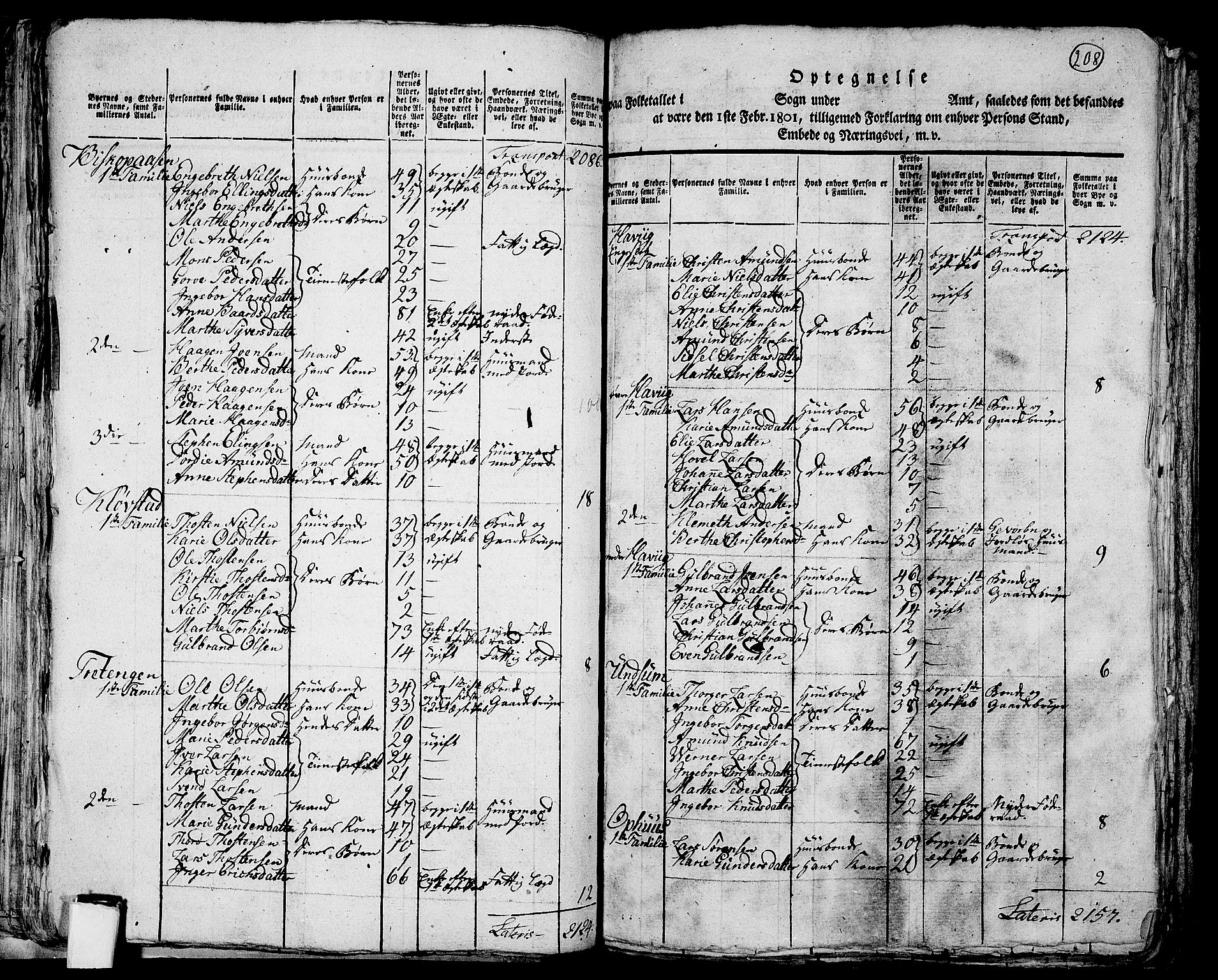RA, 1801 census for 0412P Ringsaker, 1801, p. 207b-208a