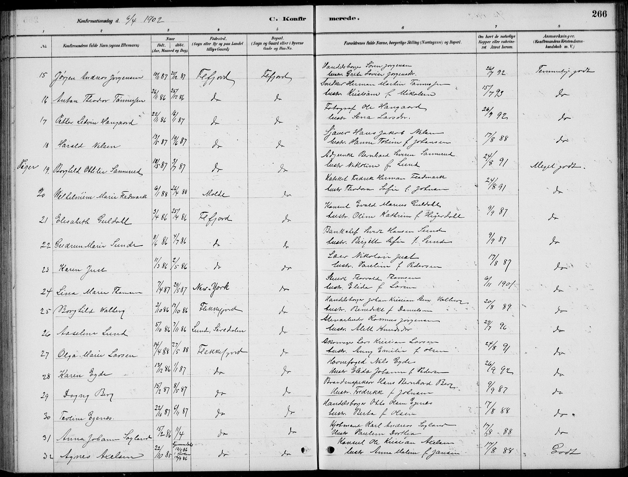 Flekkefjord sokneprestkontor, SAK/1111-0012/F/Fb/Fbc/L0007: Parish register (copy) no. B 7, 1880-1902, p. 266