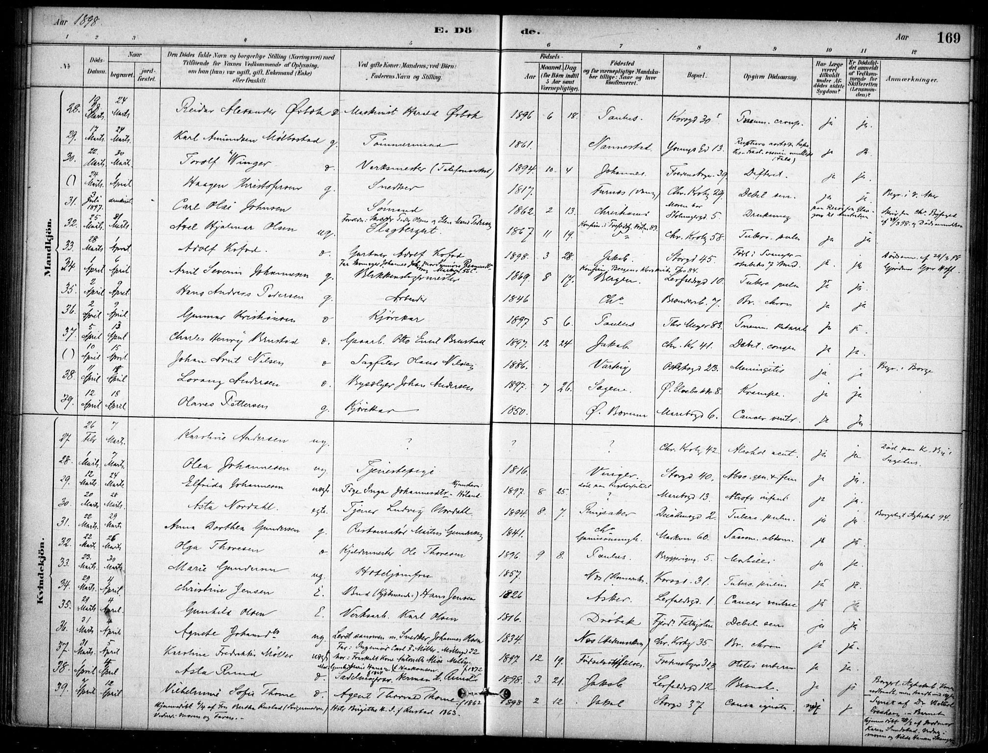 Jakob prestekontor Kirkebøker, AV/SAO-A-10850/F/Fa/L0007: Parish register (official) no. 7, 1880-1905, p. 169