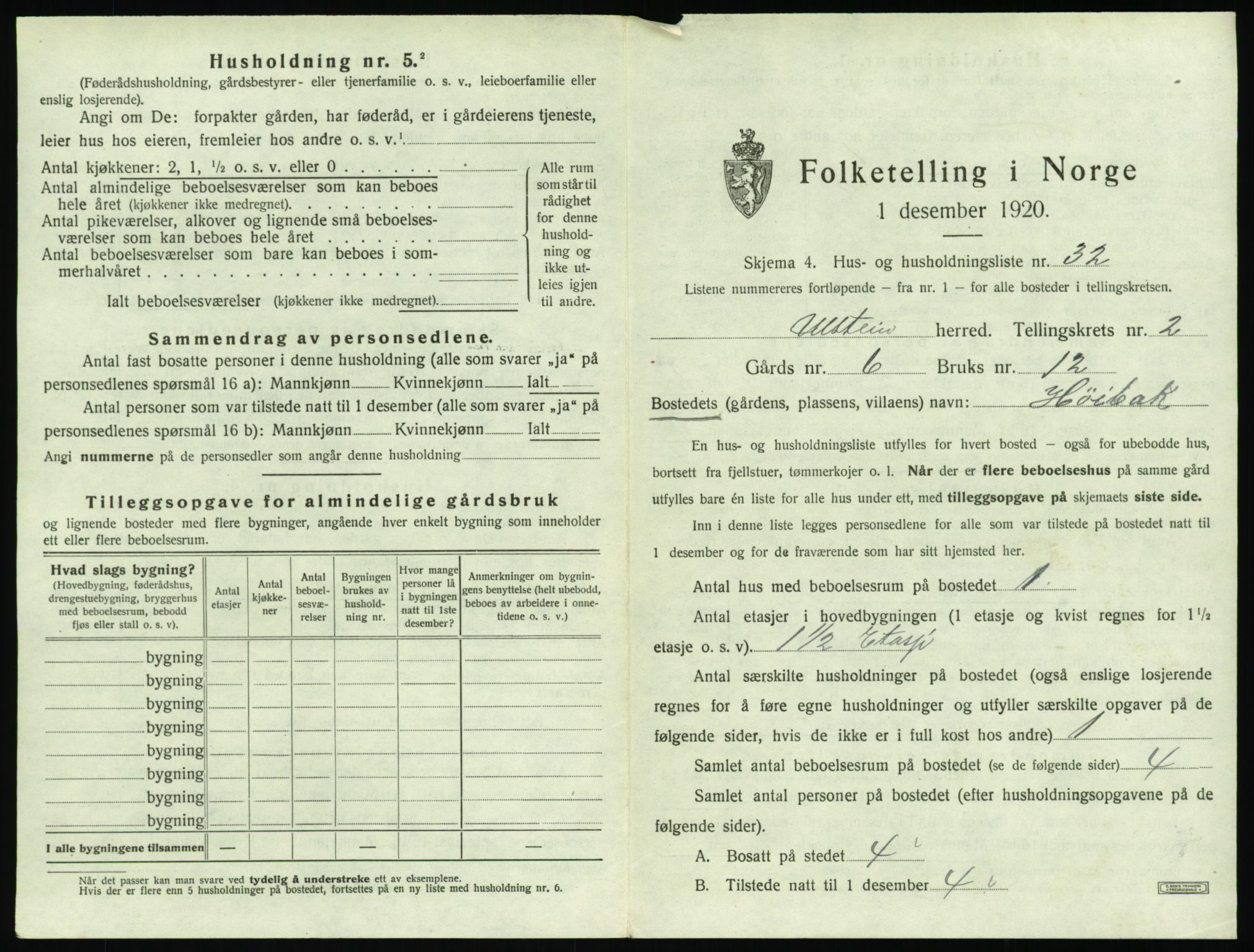 SAT, 1920 census for Ulstein, 1920, p. 164