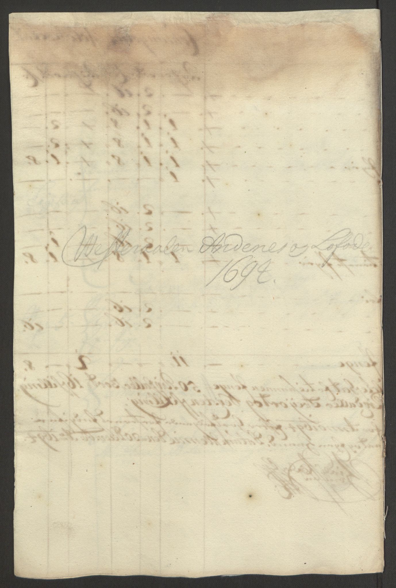 Rentekammeret inntil 1814, Reviderte regnskaper, Fogderegnskap, AV/RA-EA-4092/R67/L4677: Fogderegnskap Vesterålen, Andenes og Lofoten, 1694-1695, p. 87