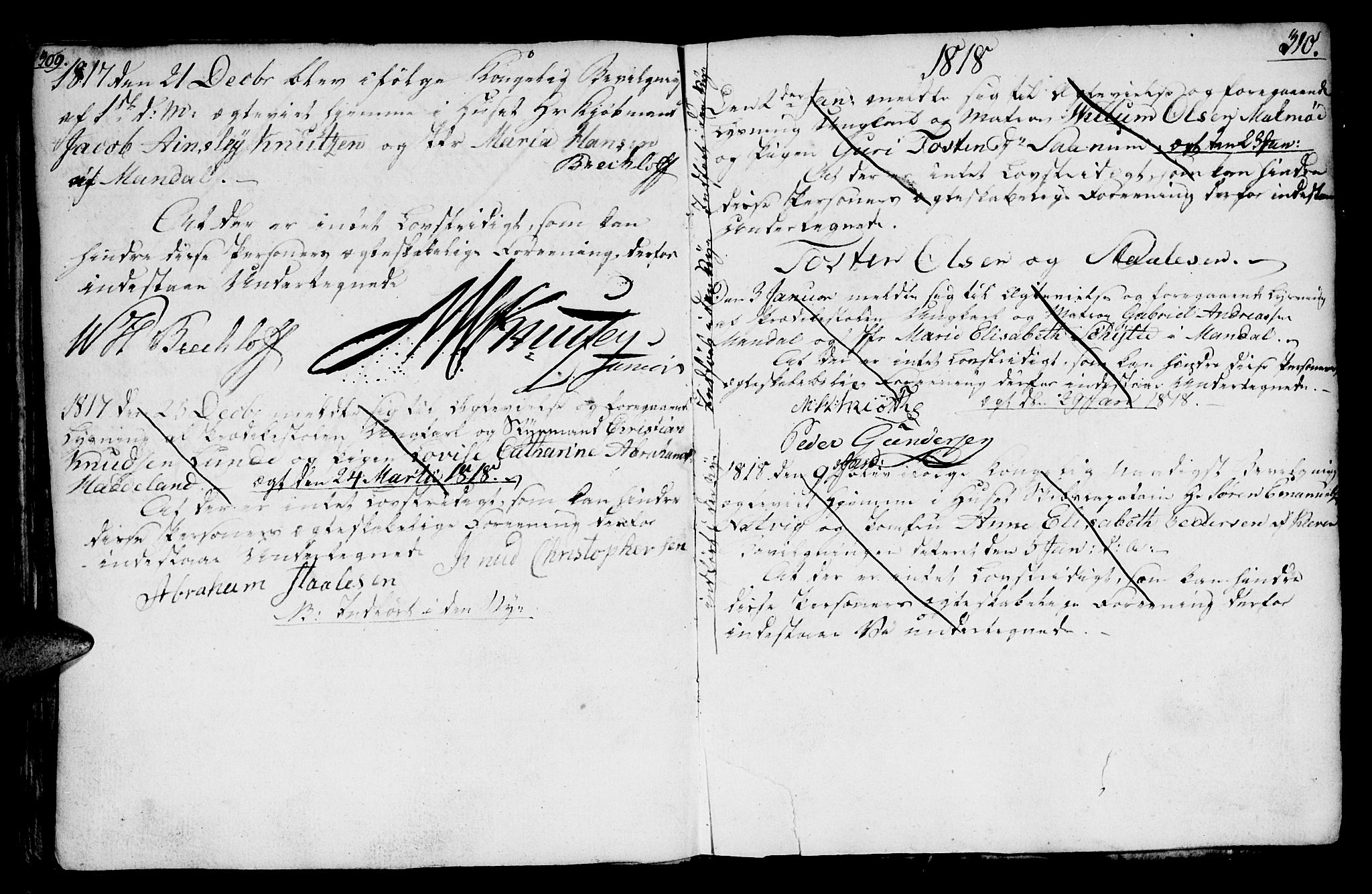 Mandal sokneprestkontor, AV/SAK-1111-0030/F/Fa/Faa/L0007: Parish register (official) no. A 7, 1783-1818, p. 309-310