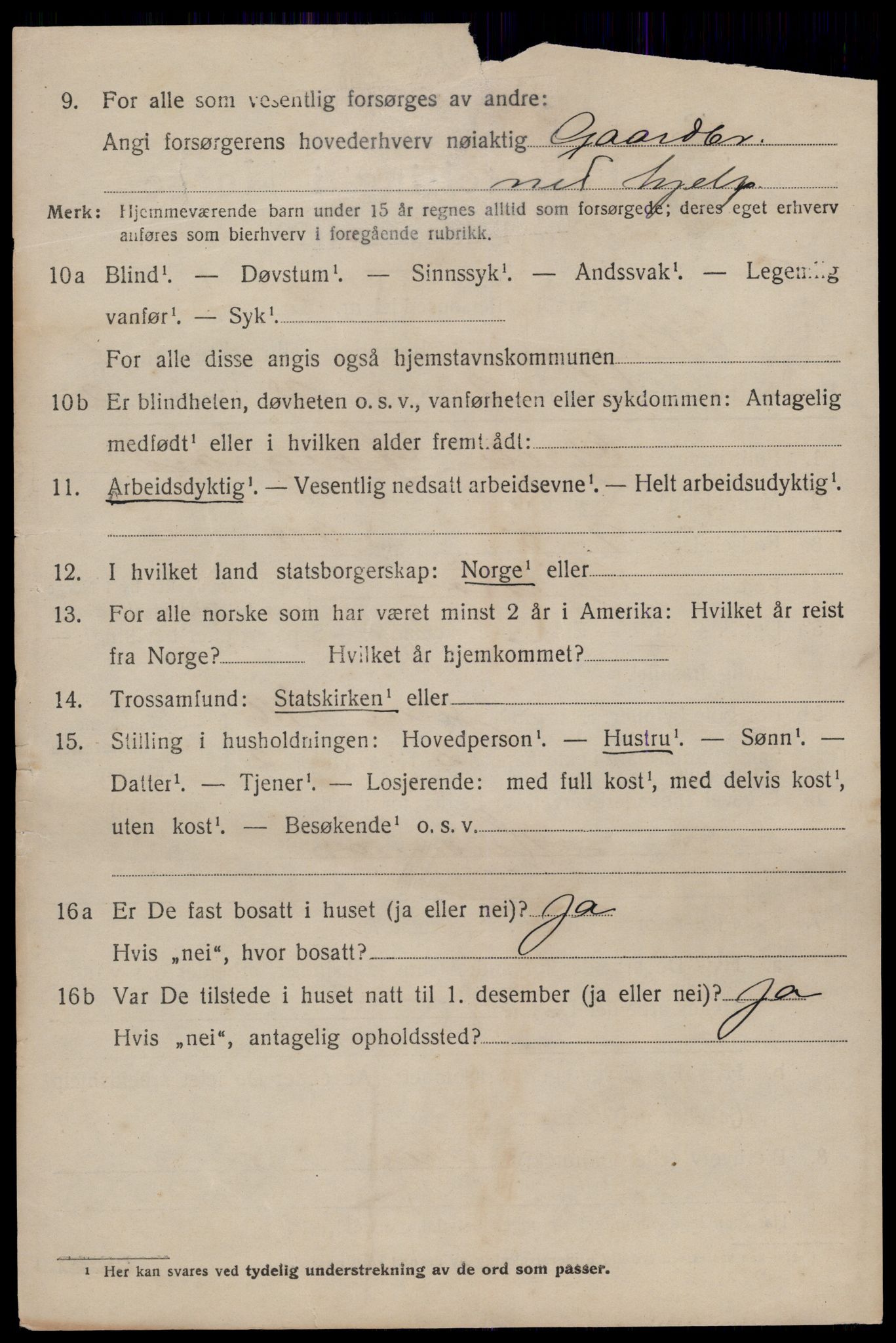 SAST, 1920 census for Klepp, 1920, p. 6587