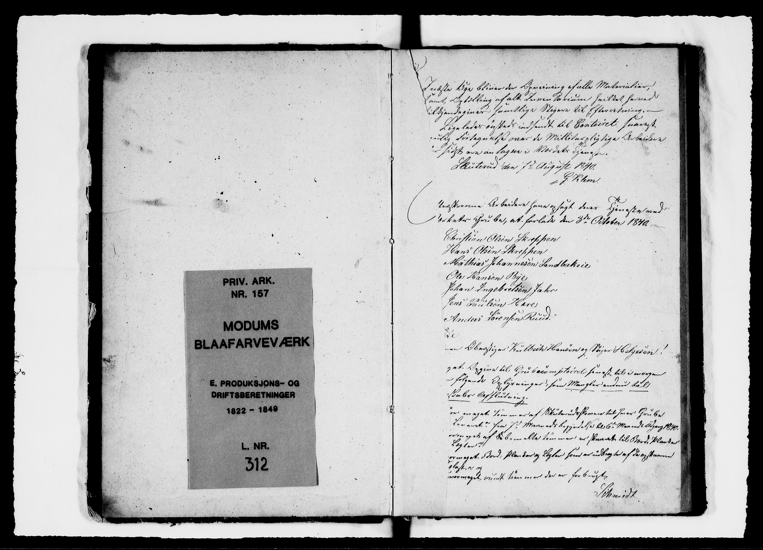 Modums Blaafarveværk, AV/RA-PA-0157/G/Ge/L0312/0001: -- / Journal for Nordgruberne, 1840-1844, p. 3