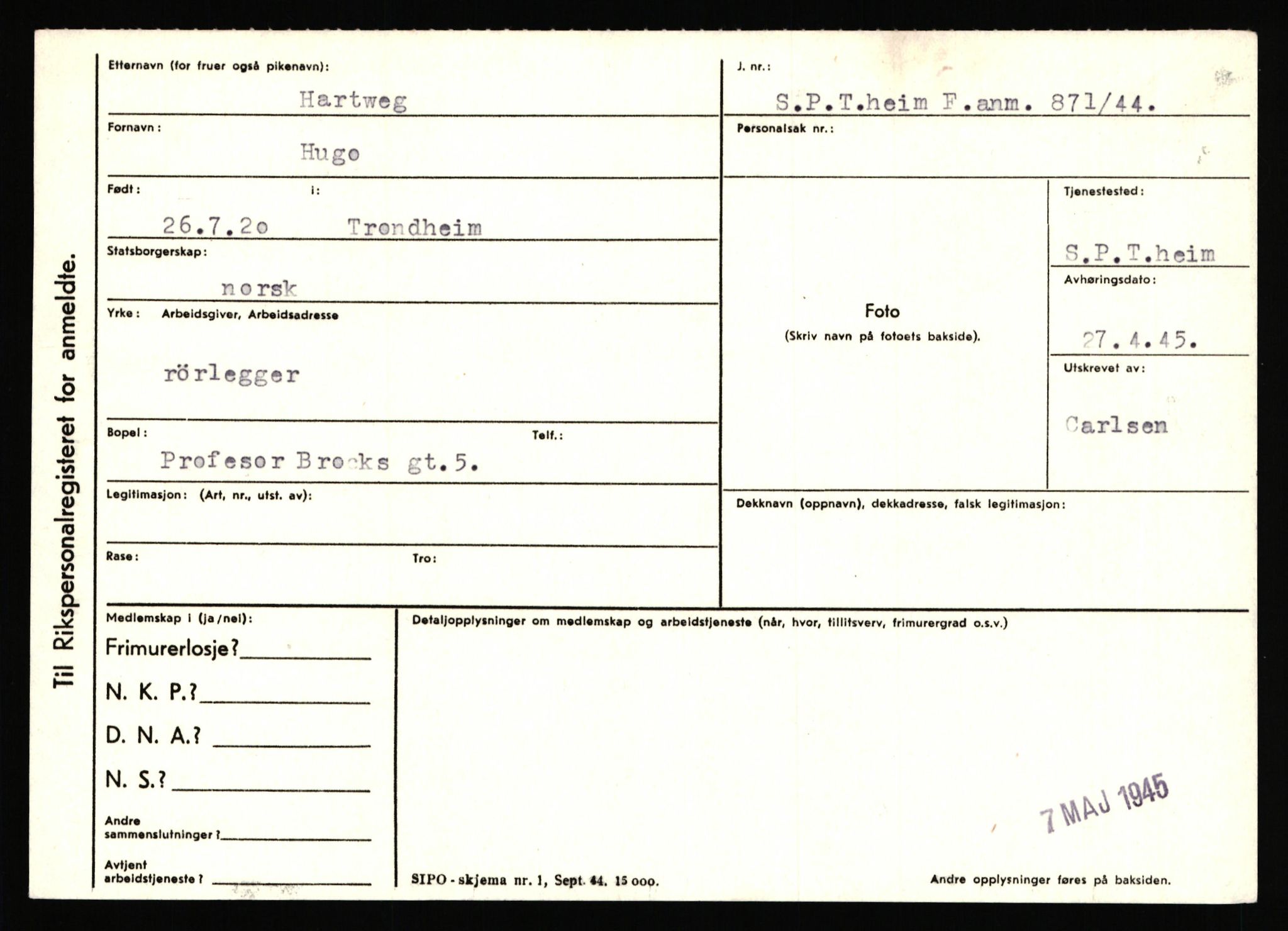 Statspolitiet - Hovedkontoret / Osloavdelingen, AV/RA-S-1329/C/Ca/L0006: Hanche - Hokstvedt, 1943-1945, p. 1973